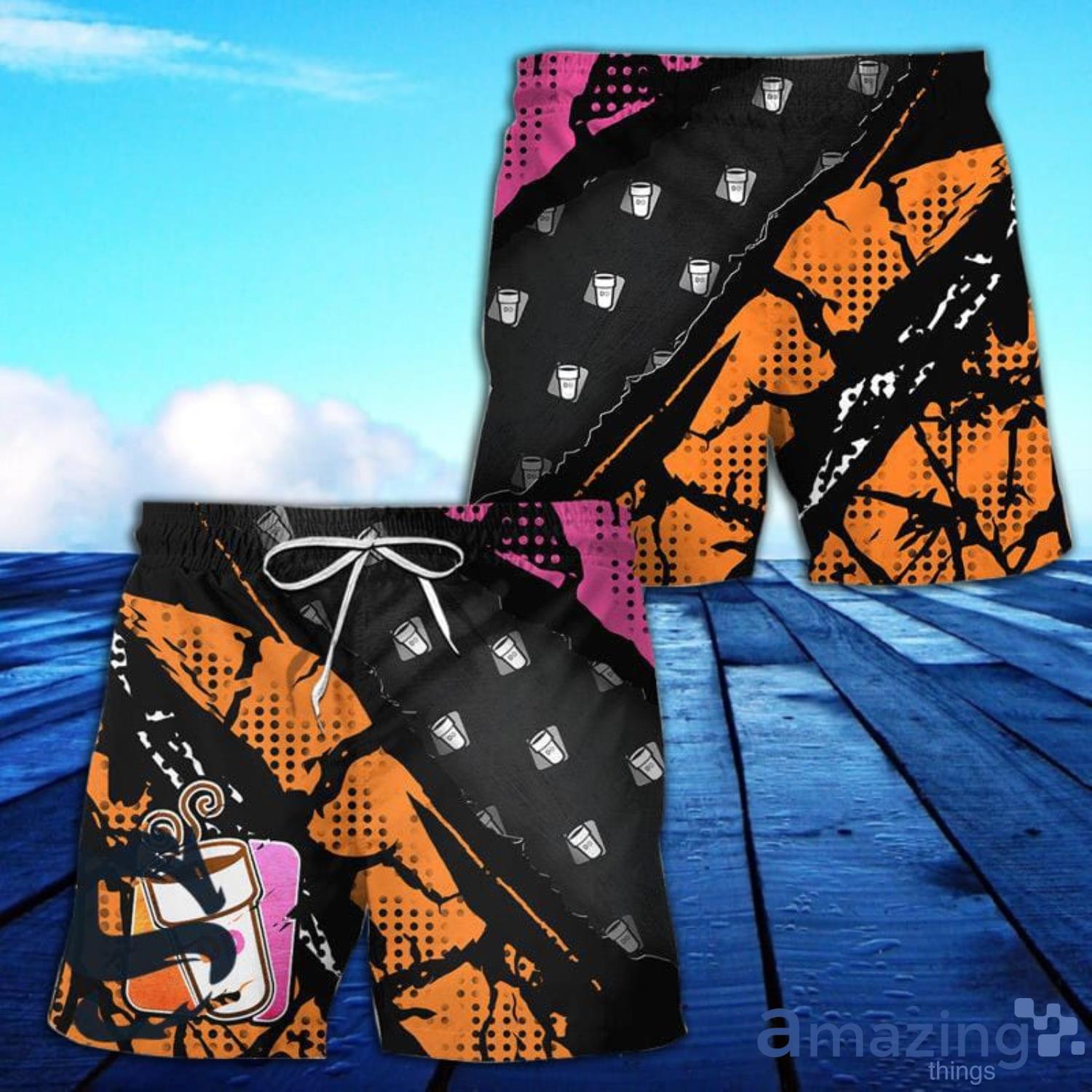 Halftone Dunkin' Donuts All Over Print Hawaiian Short Product Photo 1