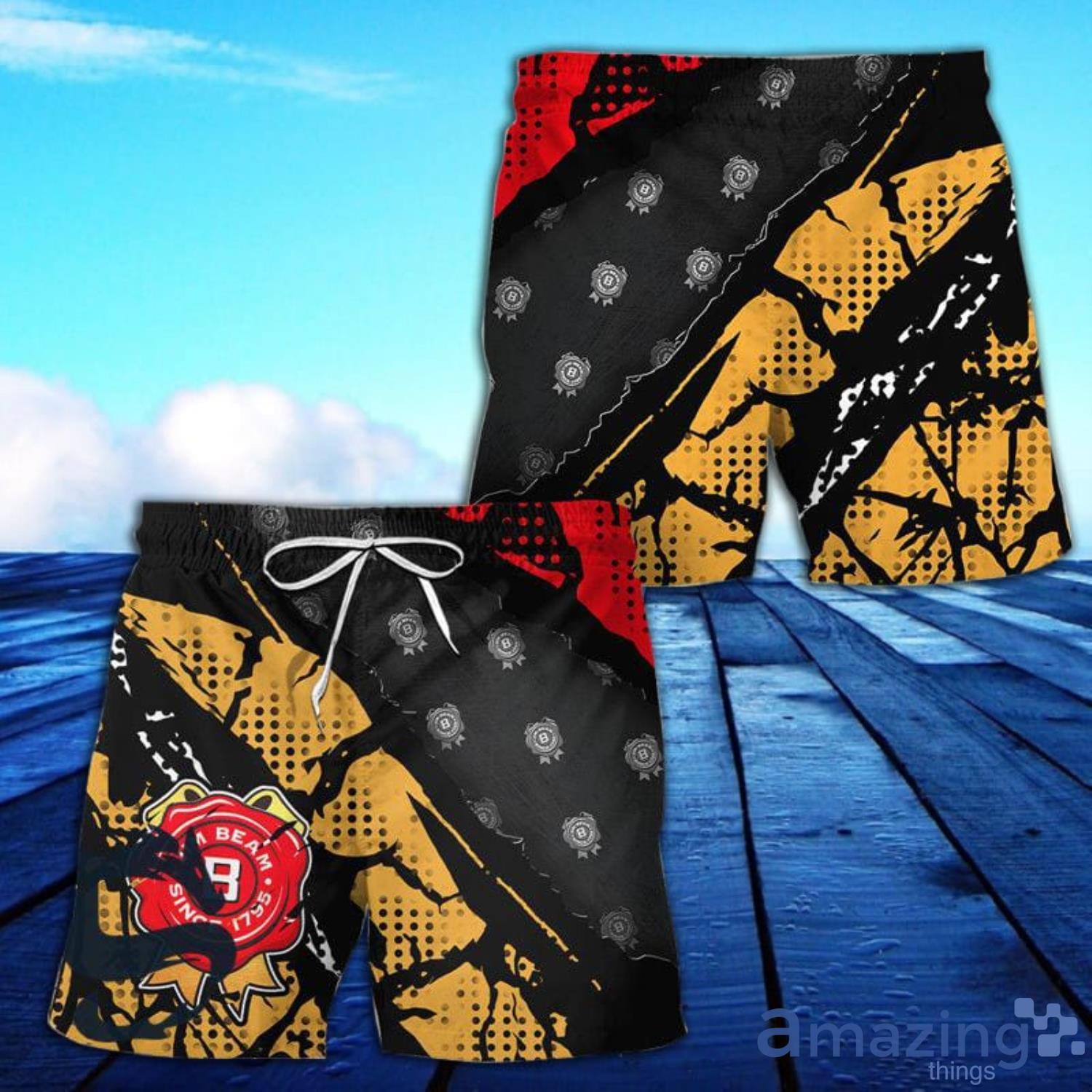 Halftone Jim Beam All Over Print Hawaiian Short Product Photo 1