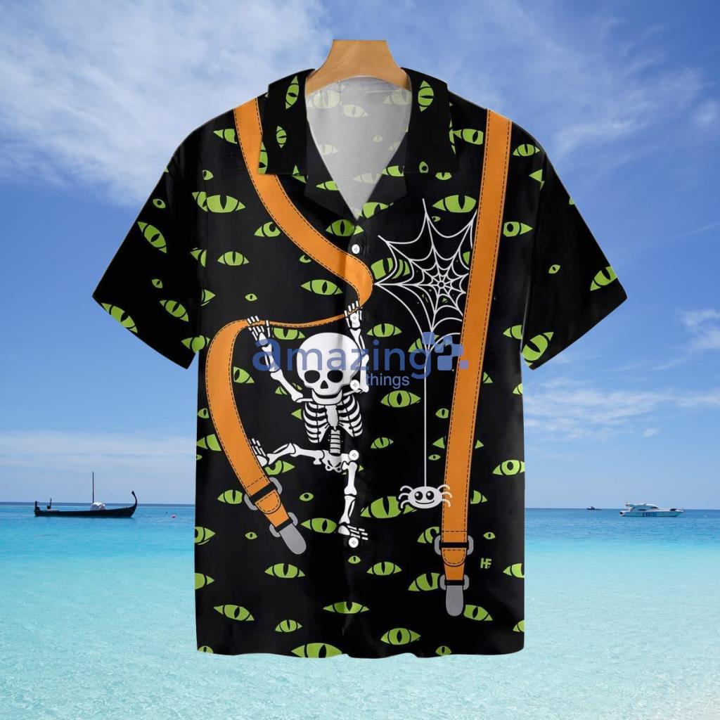 Halloween Skeleton And Monster Eyes Hawaiian Shirt - Halloween Skeleton And Monster Eyes Hawaiian Shirt