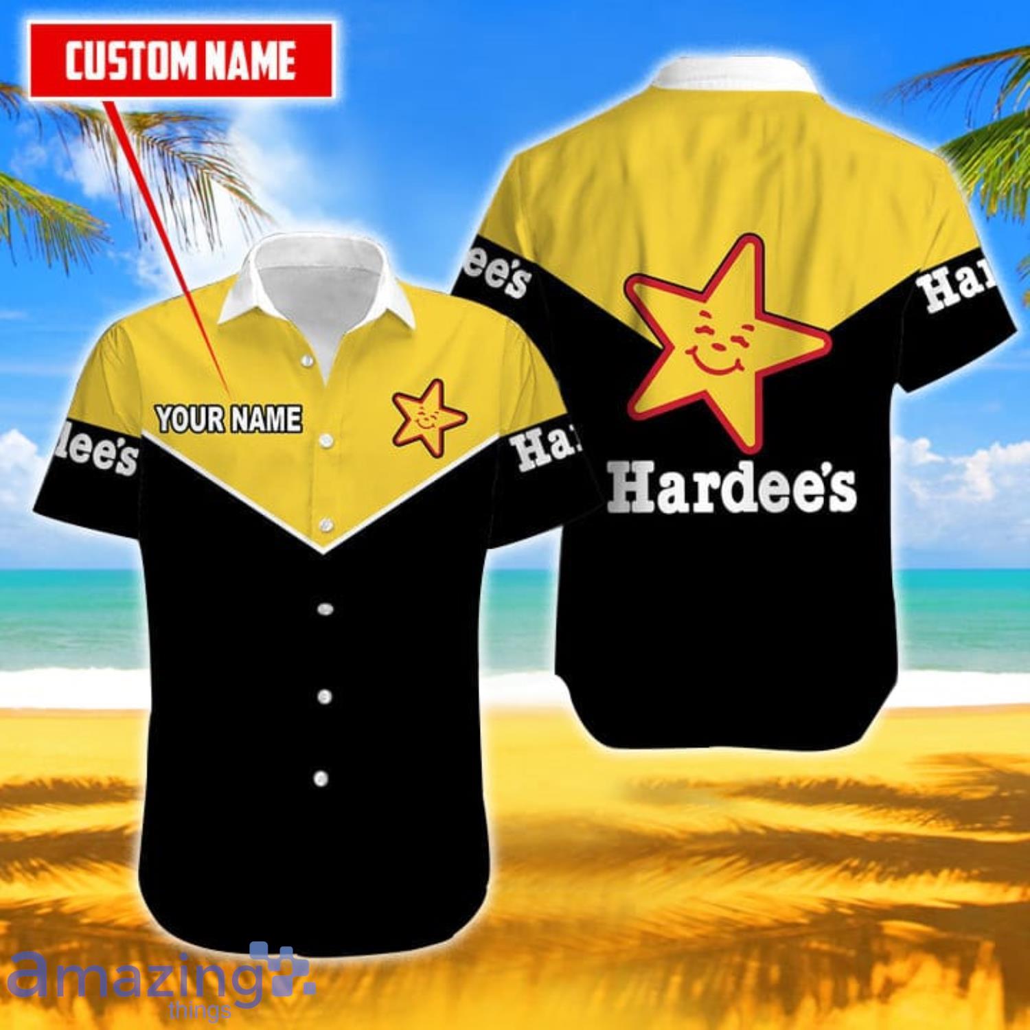 Hardee's Short Sleeve Custom Name Hawaiian Shirt For Men And Women Product Photo 1