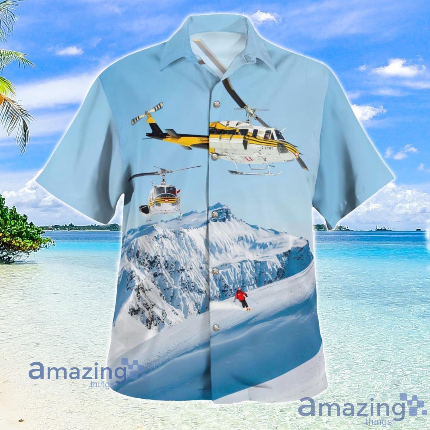 Heliski Aloha Short Sleeve Blue Hawaiian Shirt Summer Gift image Heliski Aloha Short Sleeve Blue Hawaiian Shirt Summer Gift Product Photo 2
