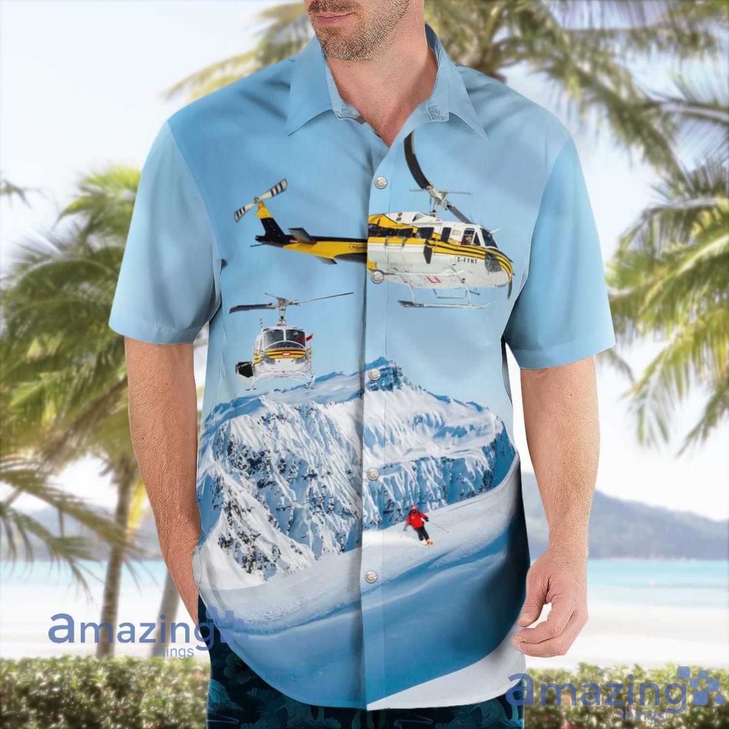Heliski Aloha Short Sleeve Blue Hawaiian Shirt Summer Gift image Heliski Aloha Short Sleeve Blue Hawaiian Shirt Summer Gift Product Photo 3