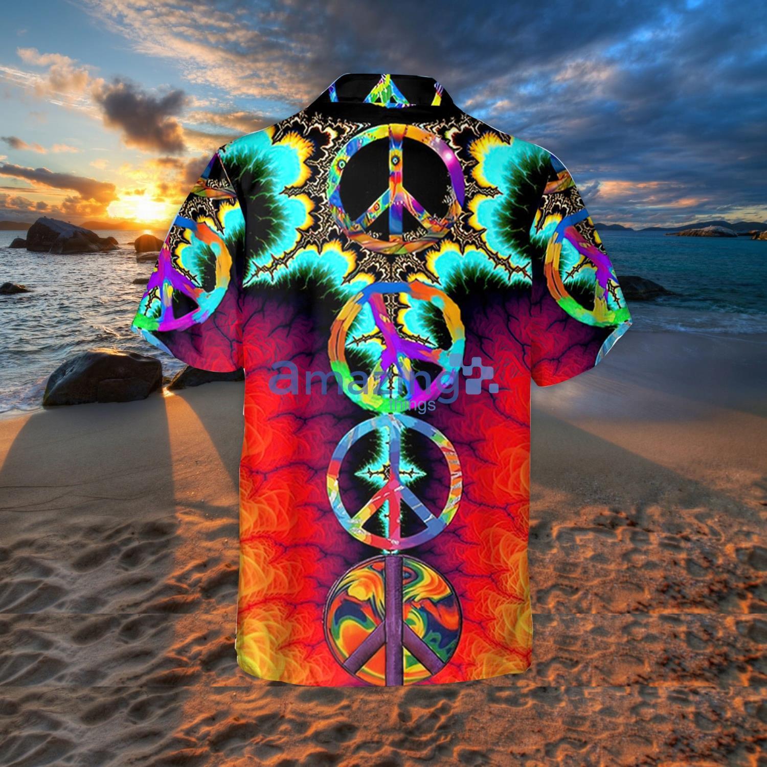 Hippie Psychedelic Peace Totem Amazing Summer Gift Aloha Hawaiian And Shorts image Hippie Psychedelic Peace Totem Amazing Summer Gift Aloha Hawaiian And Shorts Product Photo 3