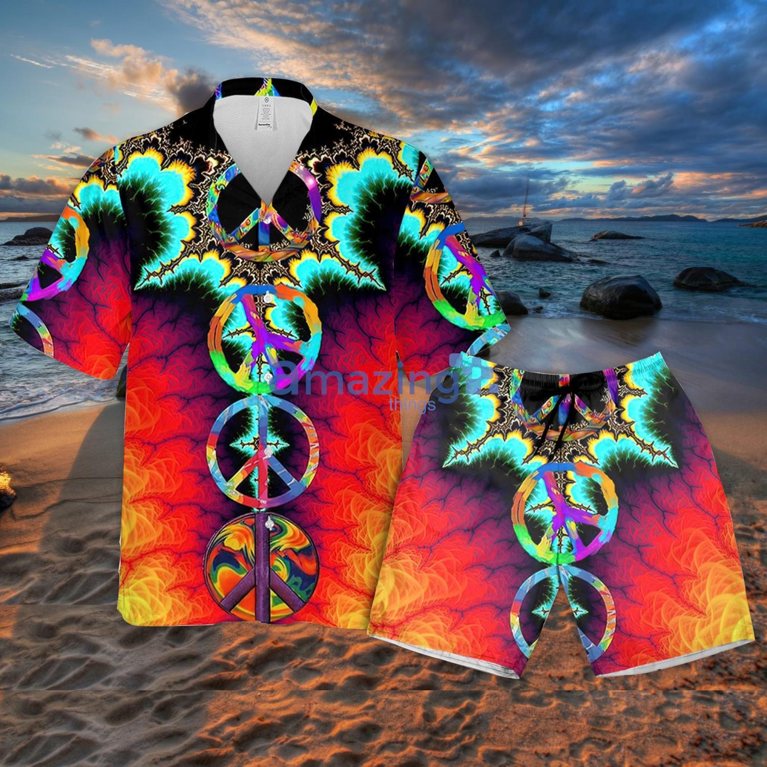 Hippie Psychedelic Peace Totem Amazing Summer Gift Aloha Hawaiian And Shorts Product Photo 1