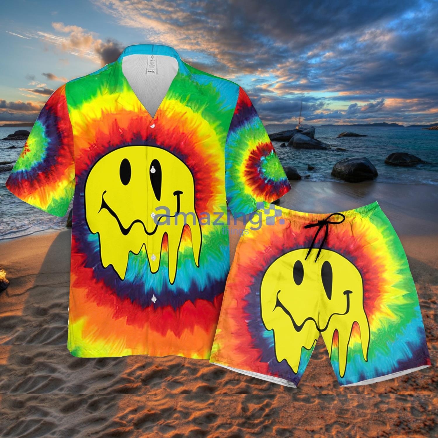 Hippie Trippy Rainbow Tie Dye Amazing Summer Gift Aloha Hawaiian And Shorts Product Photo 1