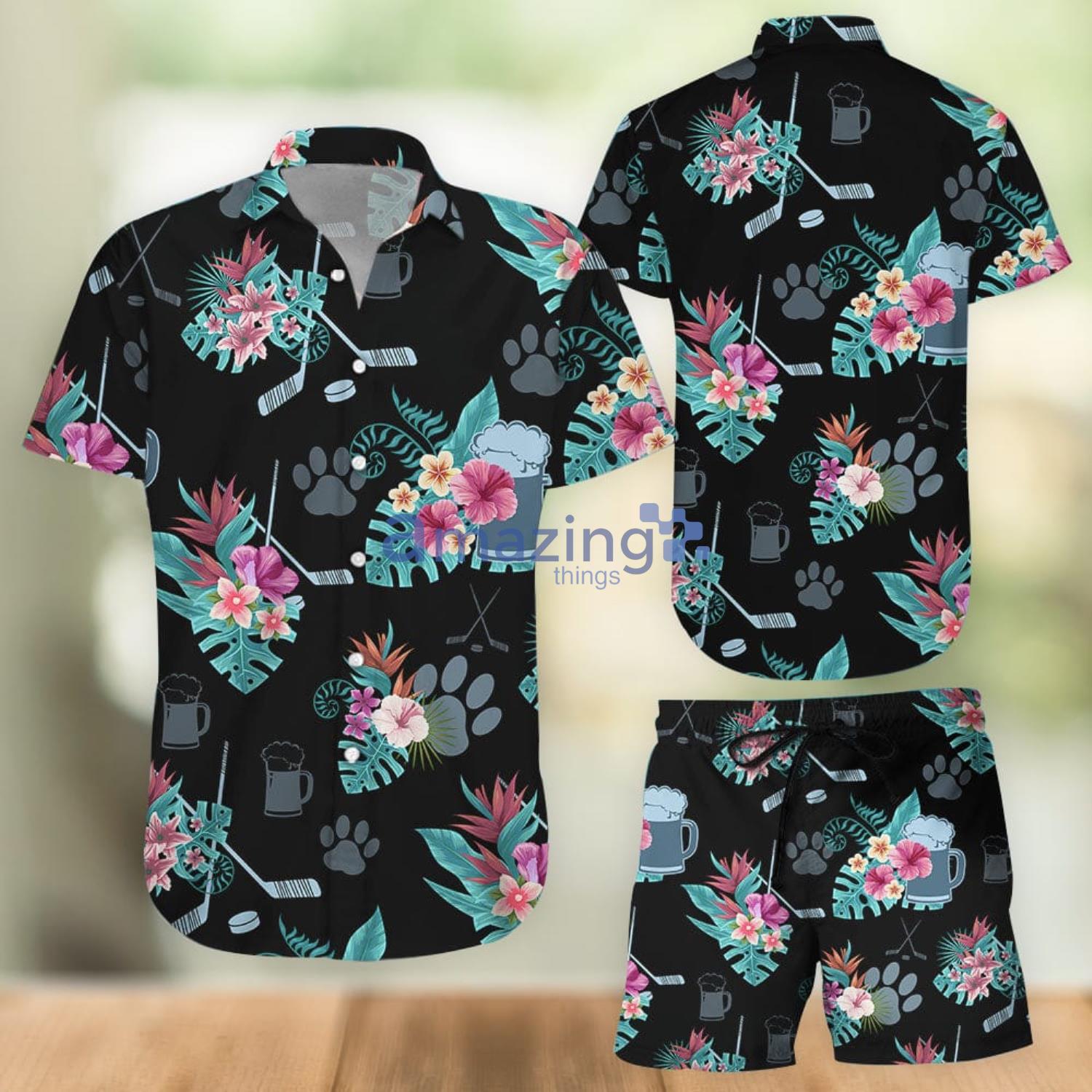Hockey And Beer For Life Tropical Hawaiian Shirt And Shorts Summer Gift For Hockey Lovers Product Photo 1 Hockey And Beer For Life Tropical Hawaiian Shirt And Shorts Summer Gift For Hockey Lovers Product Photo 1