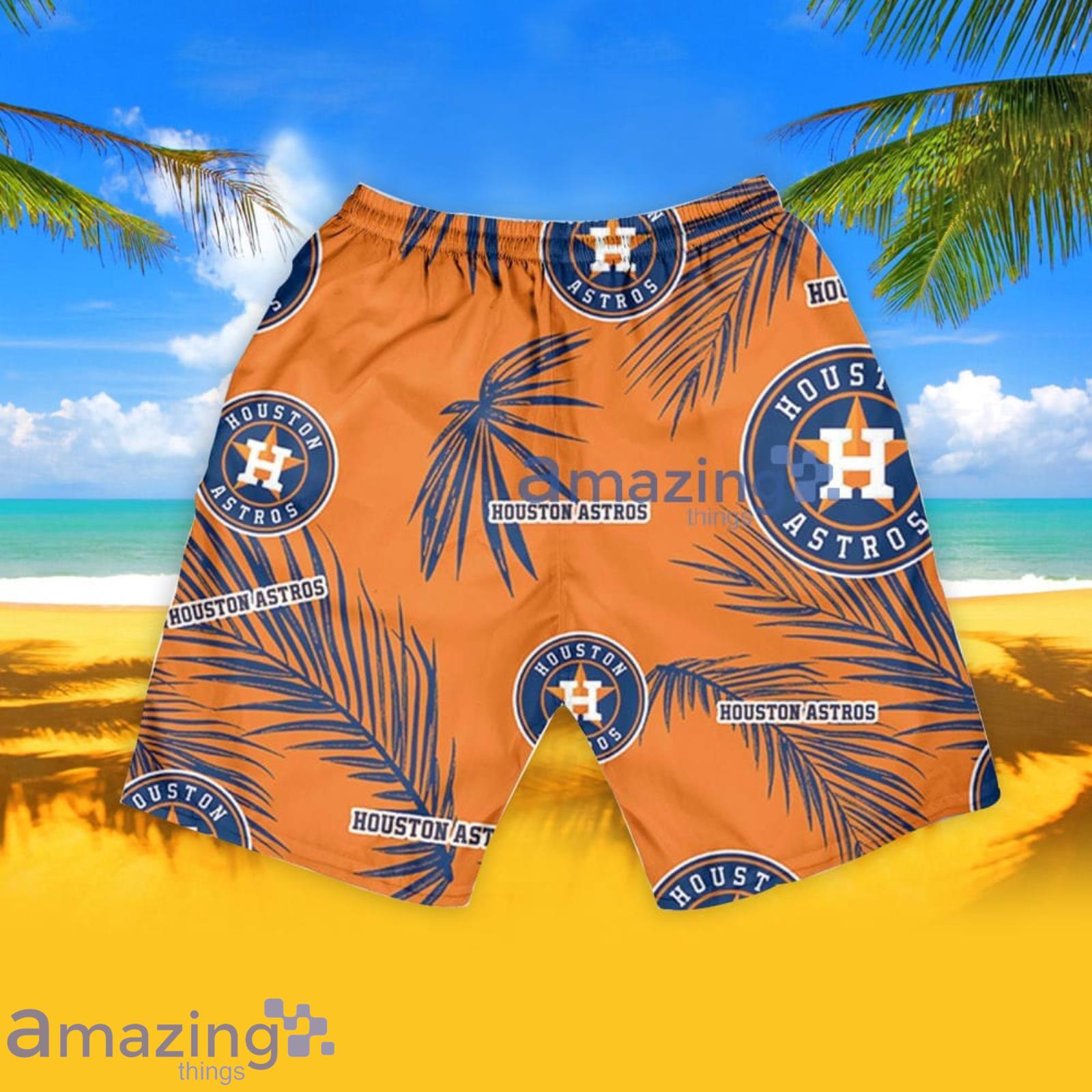 Houston Astros Palm Leaves Pattern Tropical Hawaiian Shirt And Shorts  Summer Gift For Fans