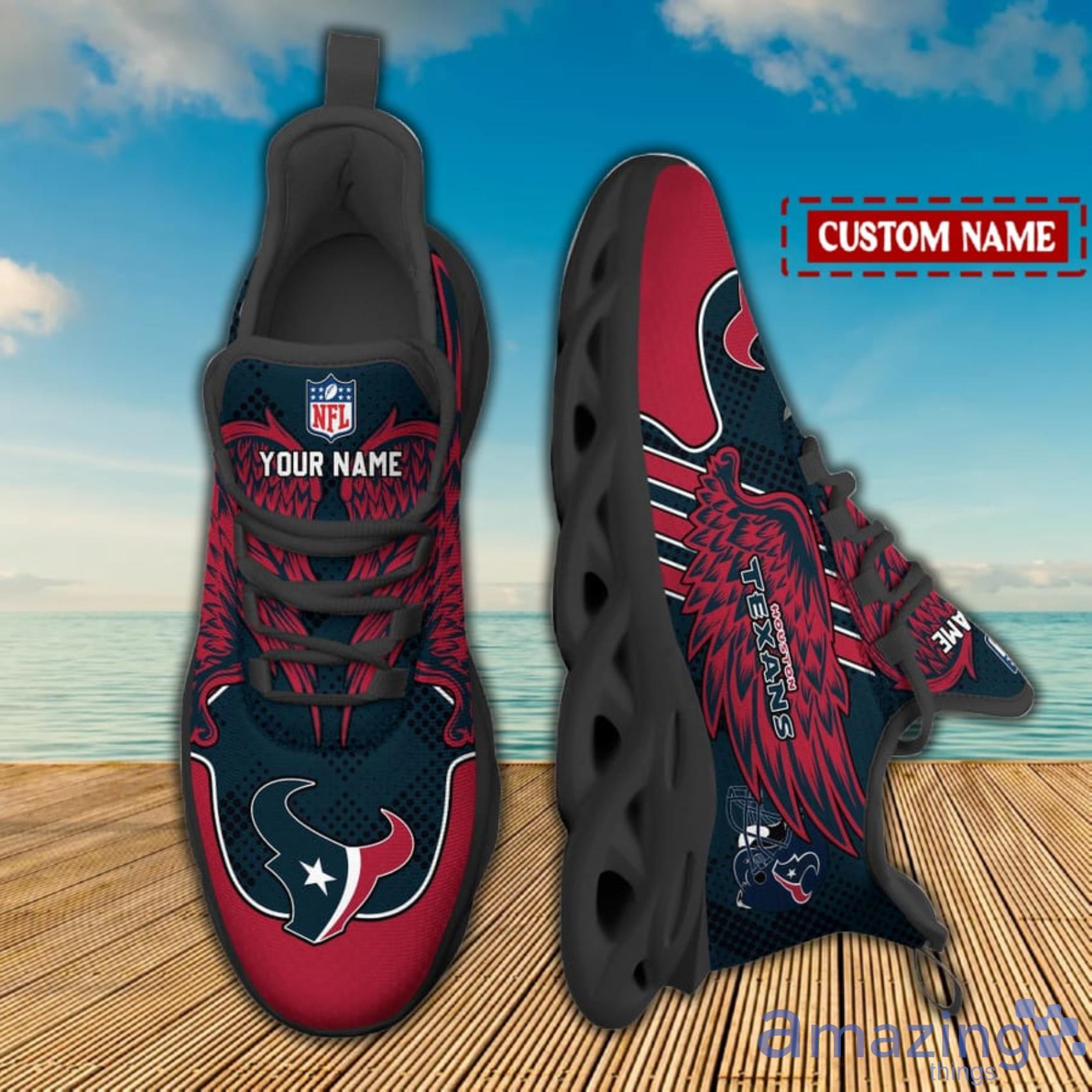 Houston Texans NFL Custom Name Angle Wings Max Soul Shoes Trending