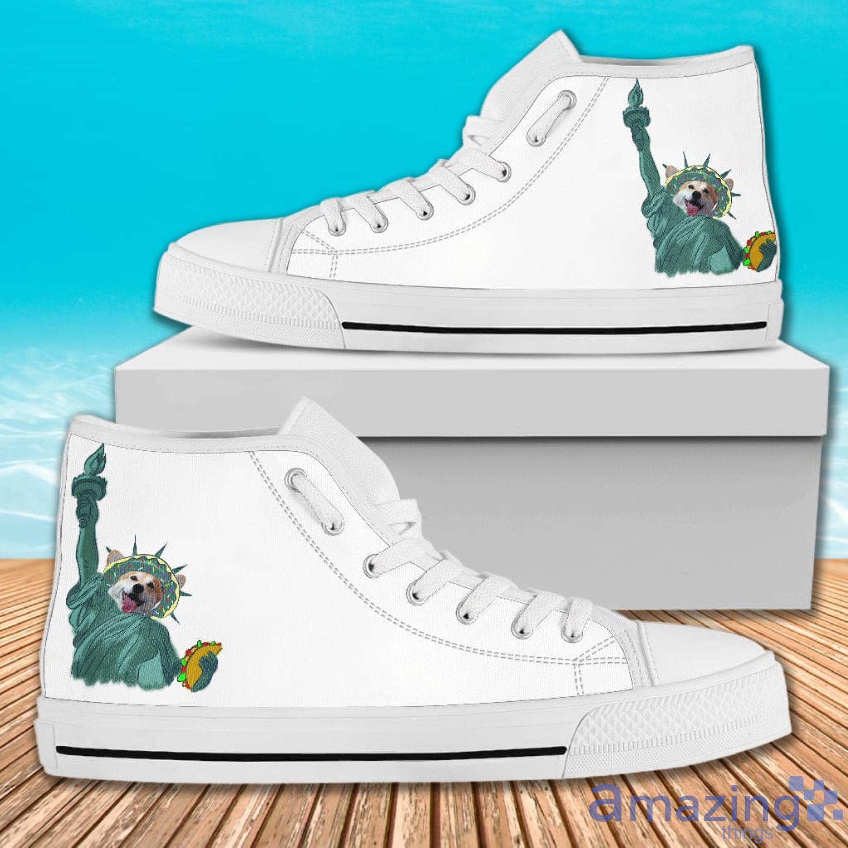 Independence Day With A Donut Corgi High Top Canvas Shoes For Men And Women image Independence Day With A Donut Corgi High Top Canvas Shoes For Men And Women Product Photo 2