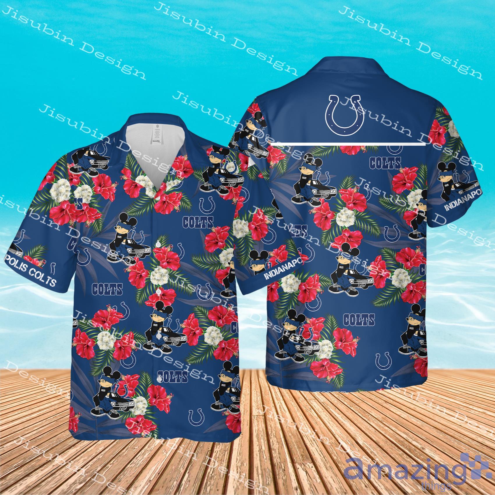 Indianapolis Colts Gangster Mickey Mouse Red Flowers Tropical Hawaiian Shirt And Beach Short image Indianapolis Colts Gangster Mickey Mouse Red Flowers Tropical Hawaiian Shirt And Beach Short Product Photo 2