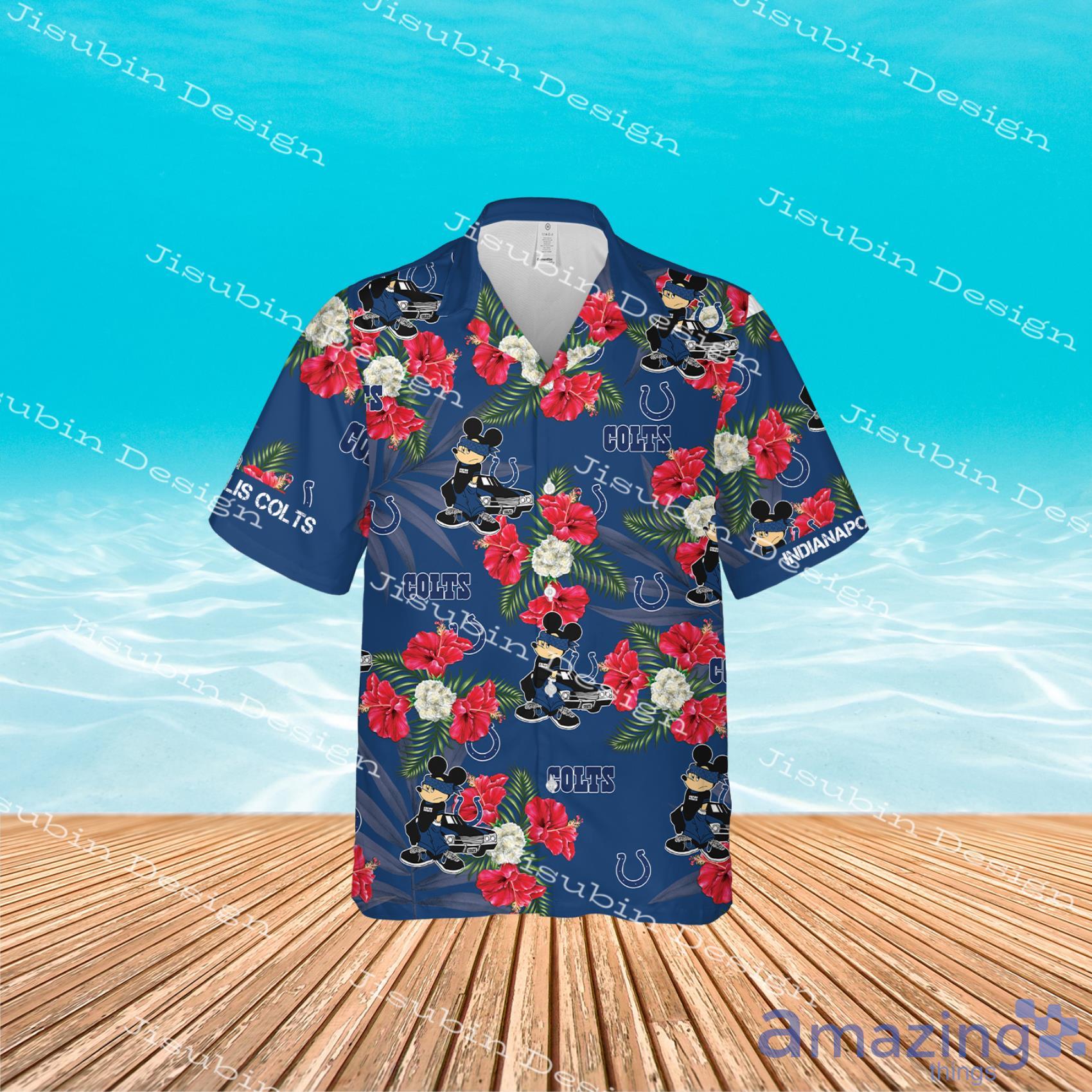 Indianapolis Colts Gangster Mickey Mouse Red Flowers Tropical Hawaiian Shirt And Beach Short image Indianapolis Colts Gangster Mickey Mouse Red Flowers Tropical Hawaiian Shirt And Beach Short Product Photo 3