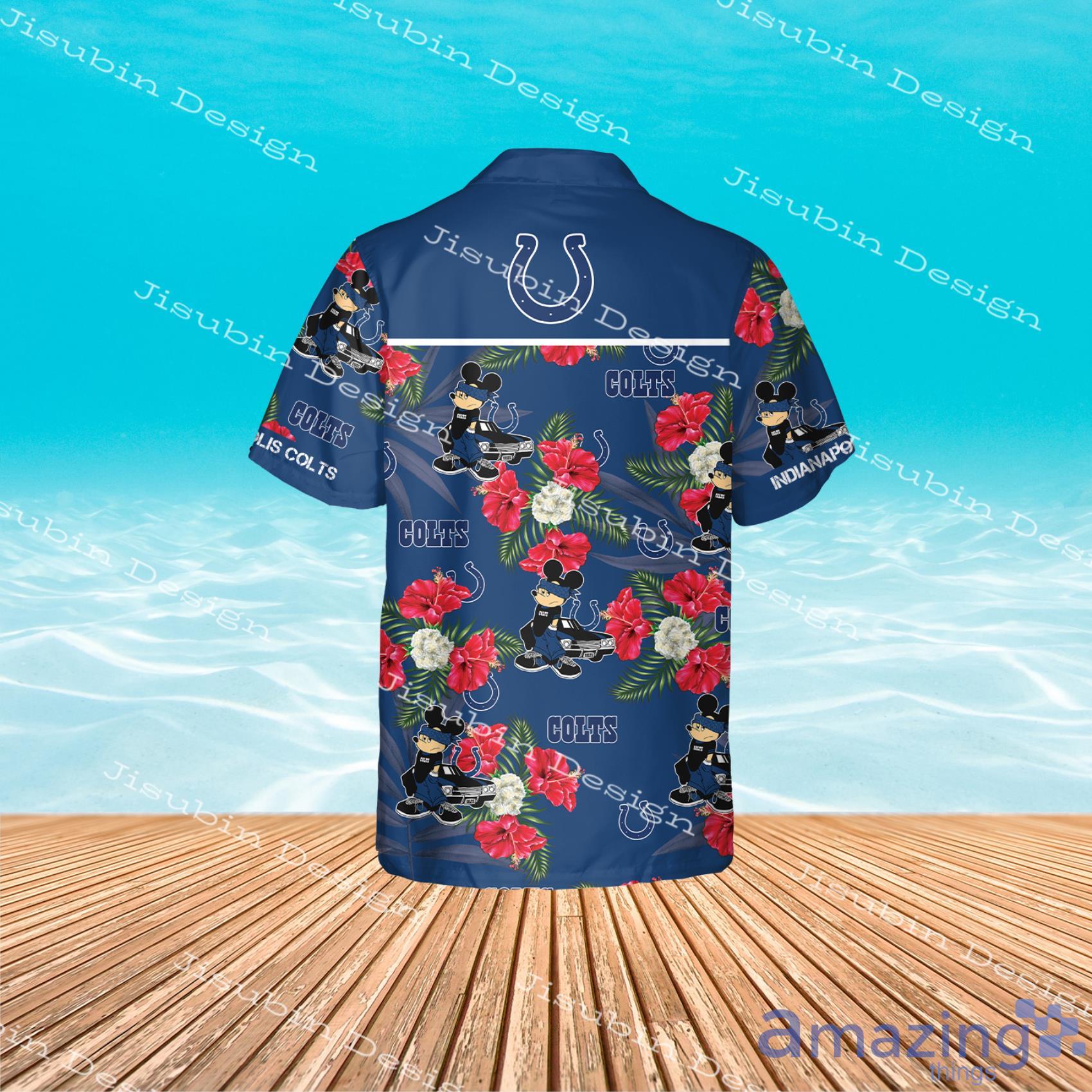 Indianapolis Colts Gangster Mickey Mouse Red Flowers Tropical Hawaiian Shirt And Beach Short image Indianapolis Colts Gangster Mickey Mouse Red Flowers Tropical Hawaiian Shirt And Beach Short Product Photo 4