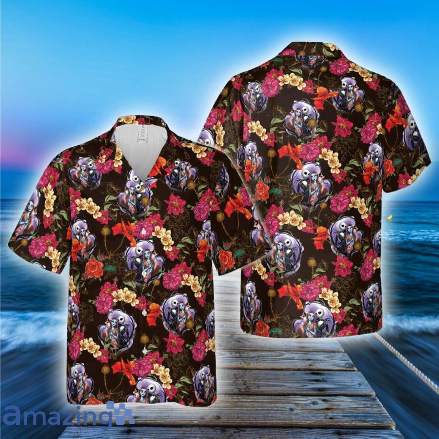 Jack And Sally Flower All Over Print Hawaiian Shirt For Men And Women Product Photo 1