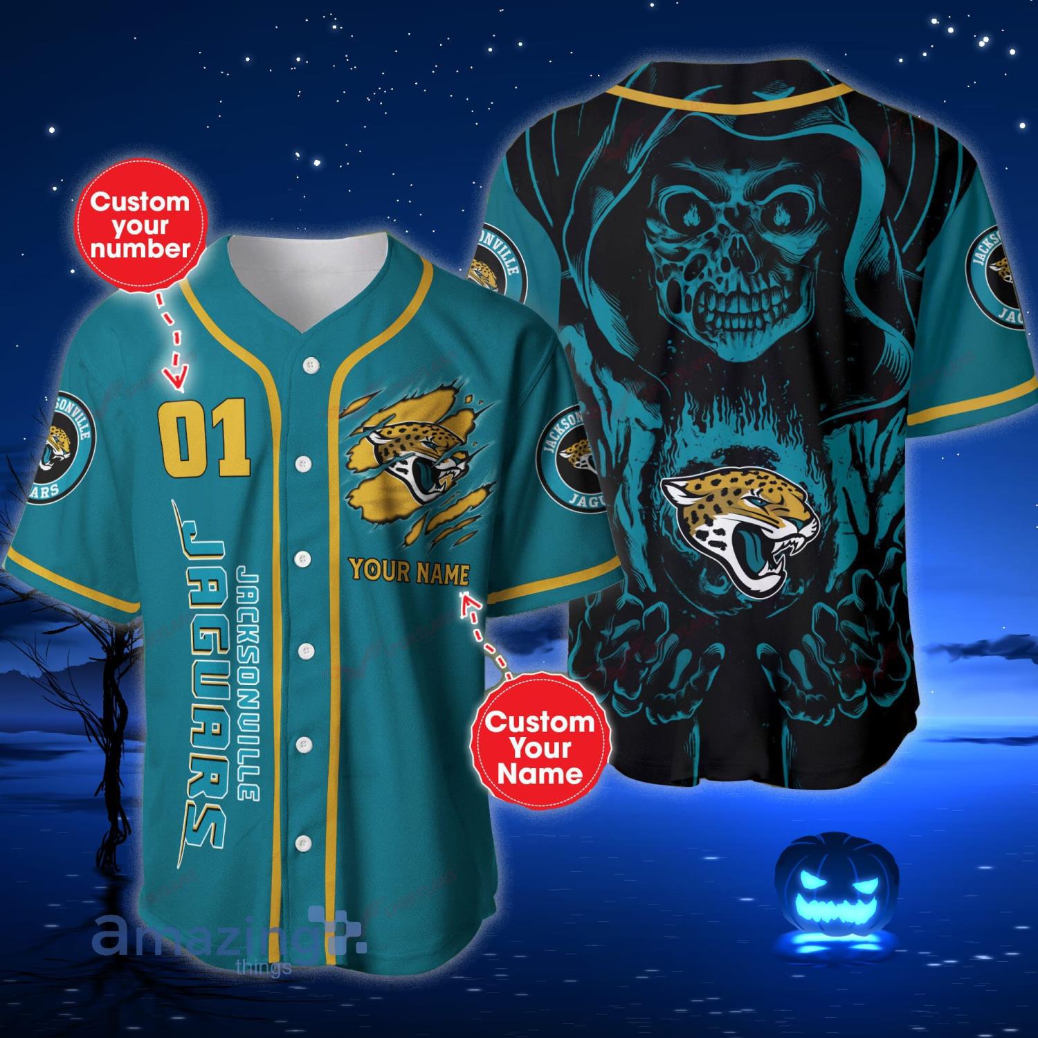 Jacksonville Jaguars Personalized Name And Number NFL 3D Baseball