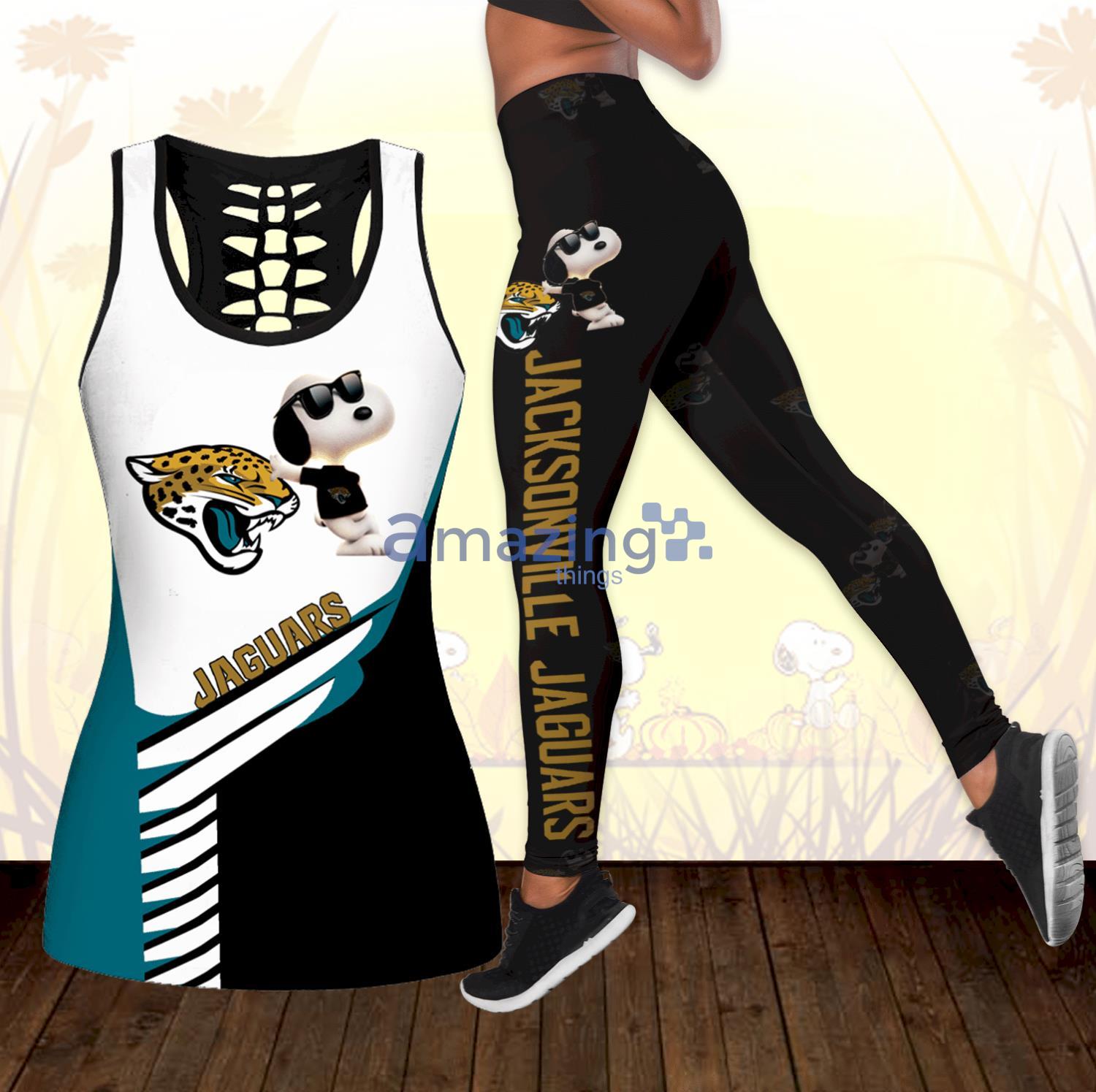 Jacksonville Jaguars Snoopy Combo Hollow Tanktop And Leggings For Women