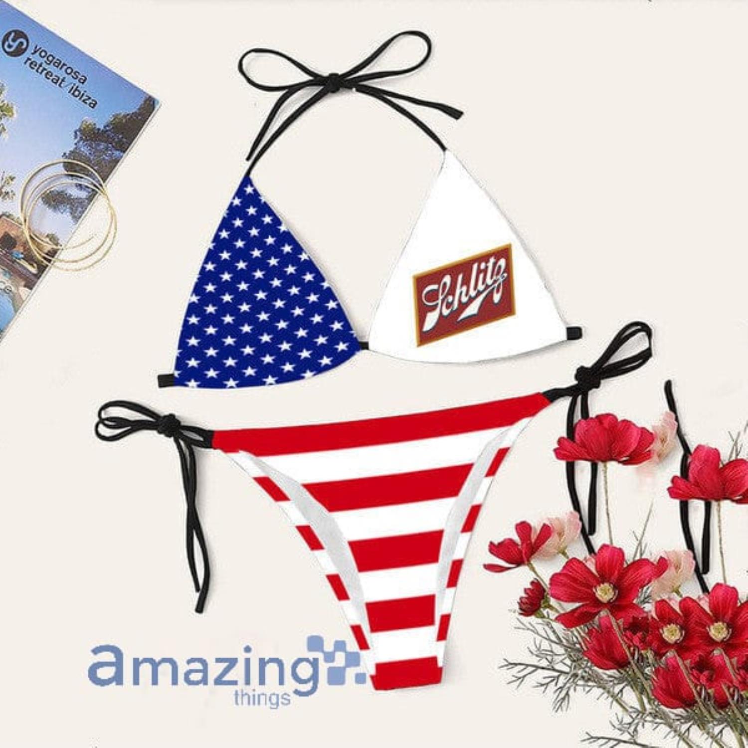 Joseph Schlitz American Flag String Bikini Swimsuit Summer Gift Product Photo 1 Joseph Schlitz American Flag String Bikini Swimsuit Summer Gift Product Photo 1