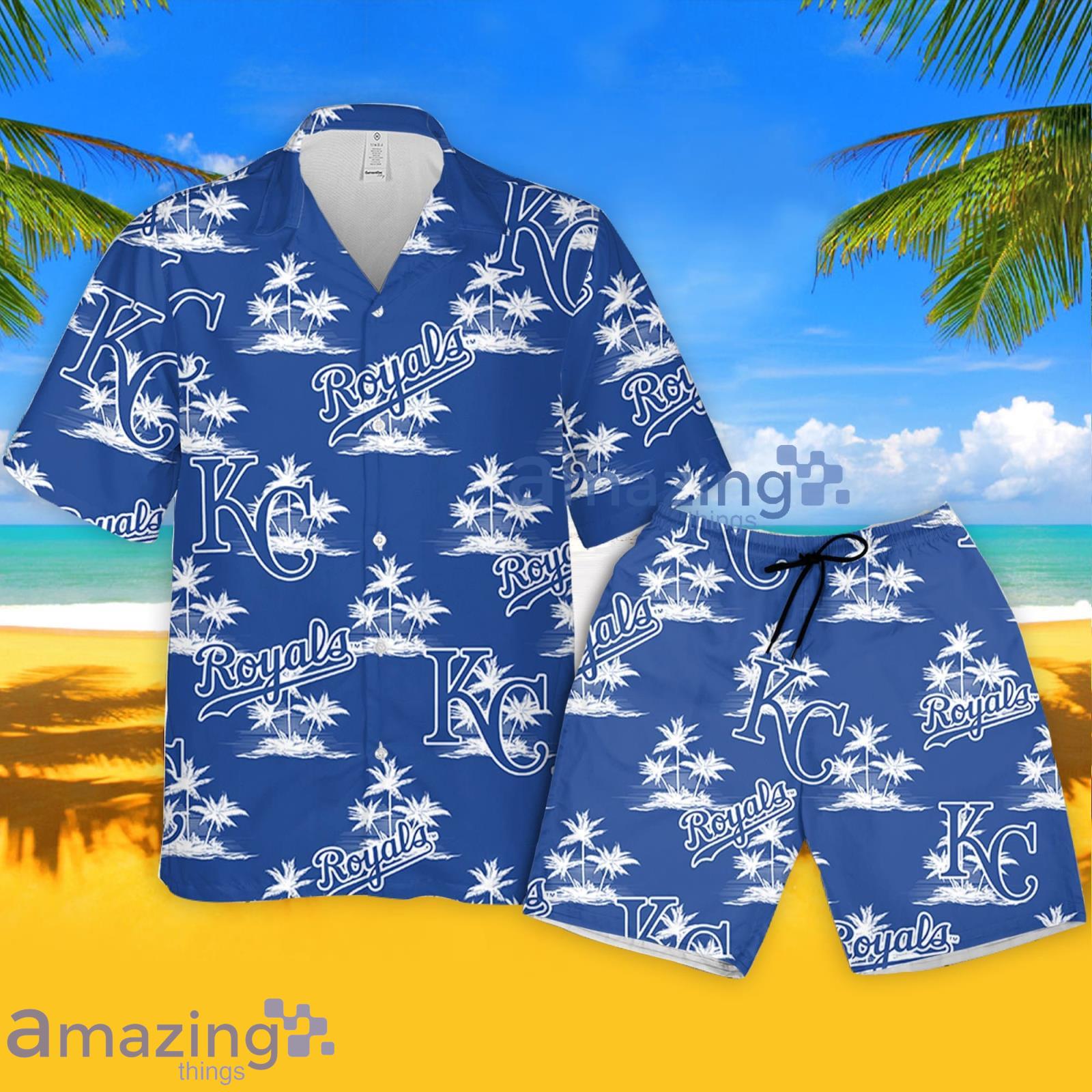 Kansas City Royals Baseball Coconut Beach Pattern Hawaiian Shirt And Shorts  Summer Vacation Gift