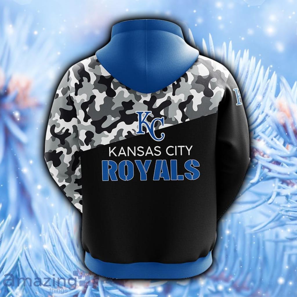 MLB Kansas City Royals Camouflage Blue Hoodie, Zip Hoodie 3D All