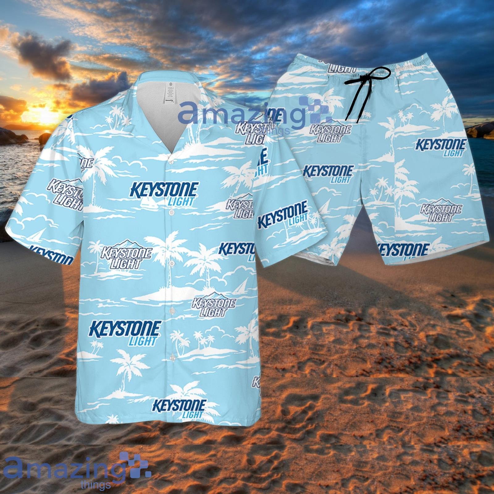 Keystone Light Beach Pattern Hawaiian Shirt Summer Gift For Beer Lover Product Photo 1