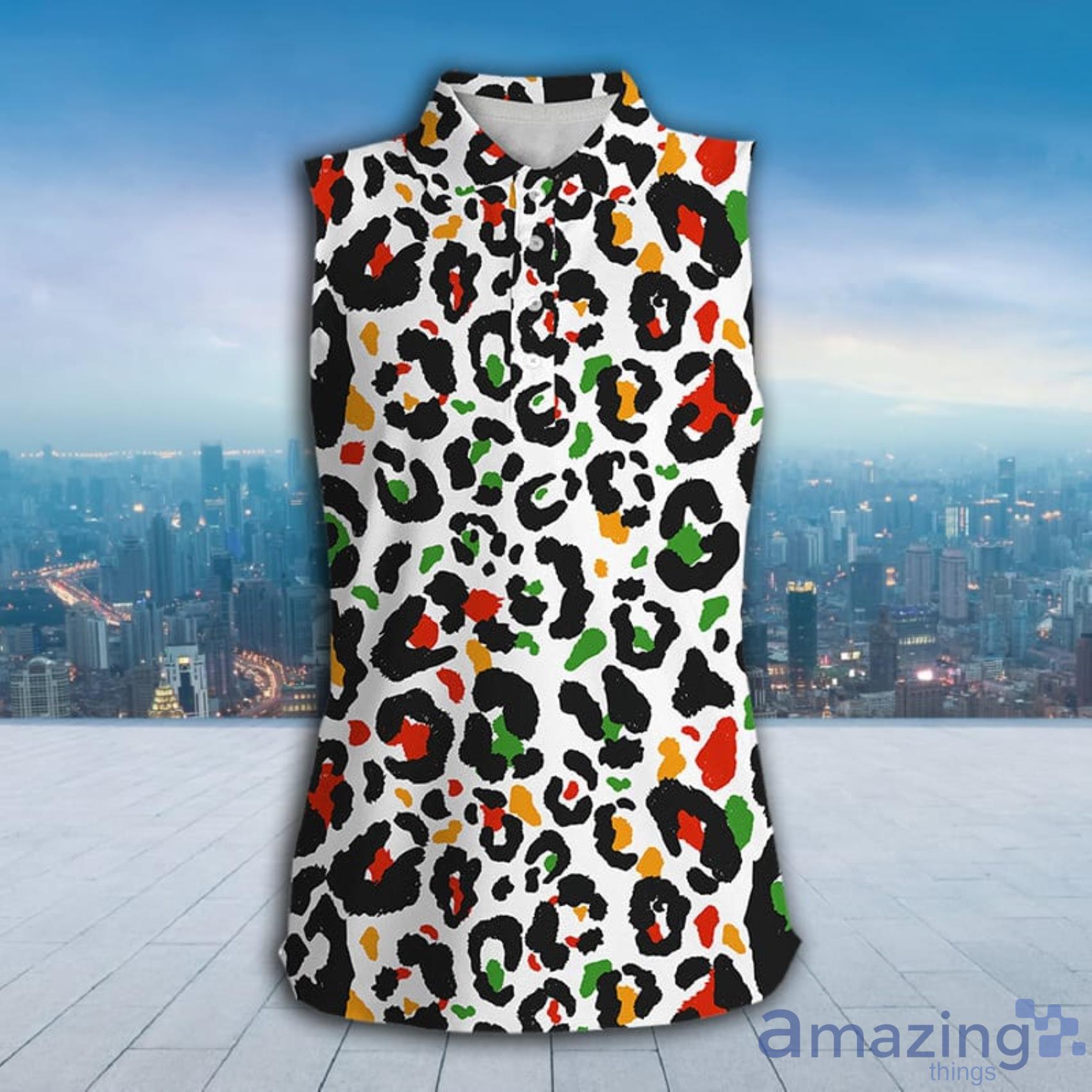 Kwanzaa Pattern With Colored Leopard PatternTeam Golfing Gifts Women's Polo Shirt image Kwanzaa Pattern With Colored Leopard PatternTeam Golfing Gifts Women's Polo Shirt Product Photo 1