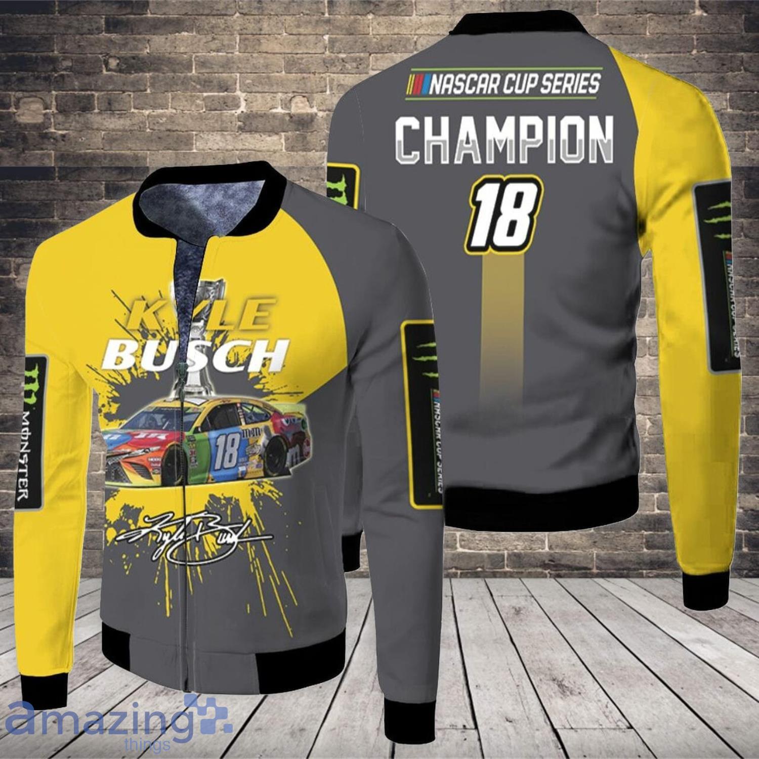 Kyle Busch Nascar Champion 2019 Signed Fan Fleece Bomber Jacket Product Photo 1