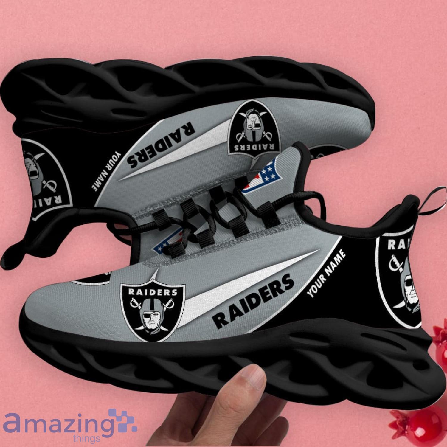 Las Vegas Raiders Custom Name 2023 NFL Max Soul Shoes For Men And Women