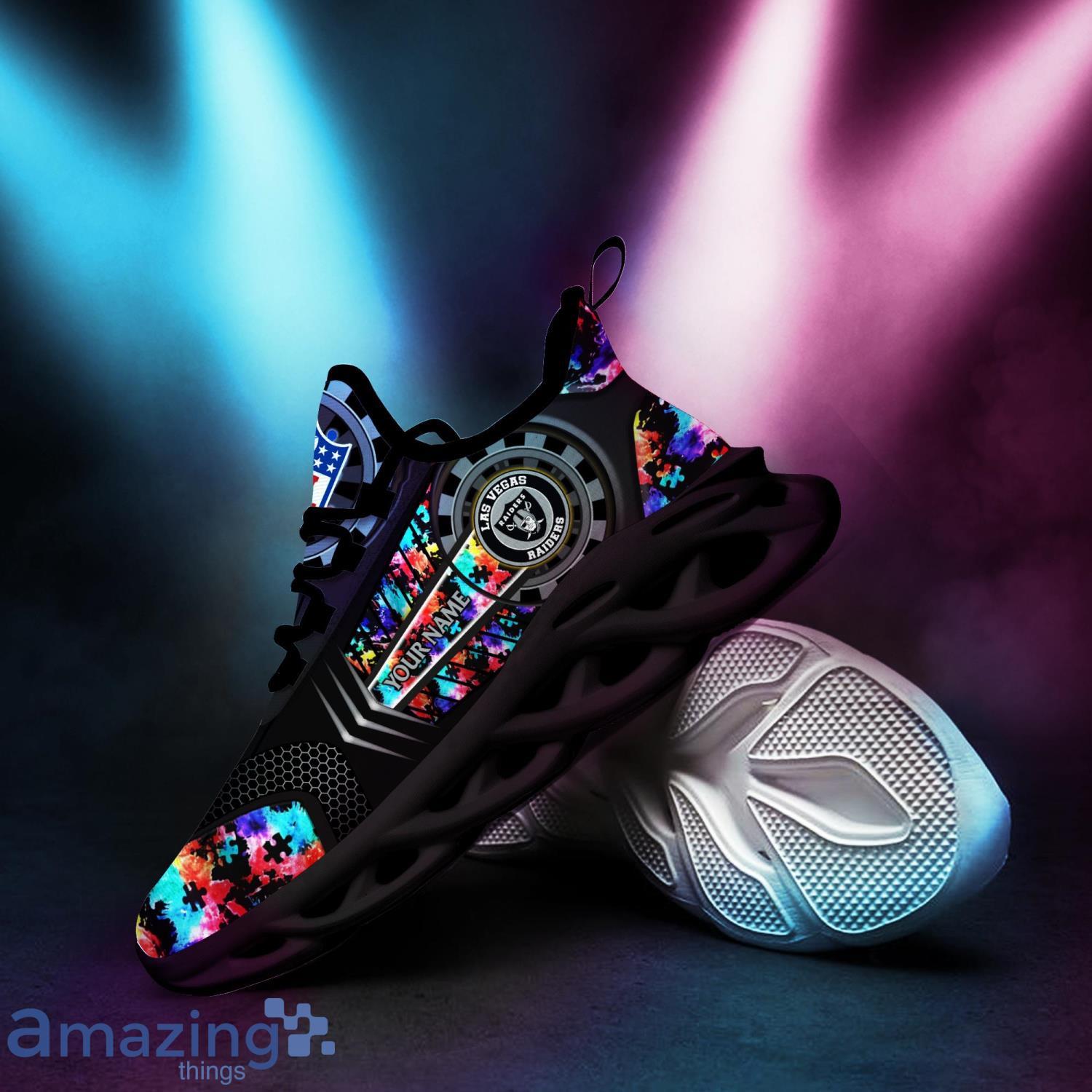 Las Vegas Raiders NFL Autism Custom Name Max Soul Shoes Running Sneakers For Fans Product Photo 1