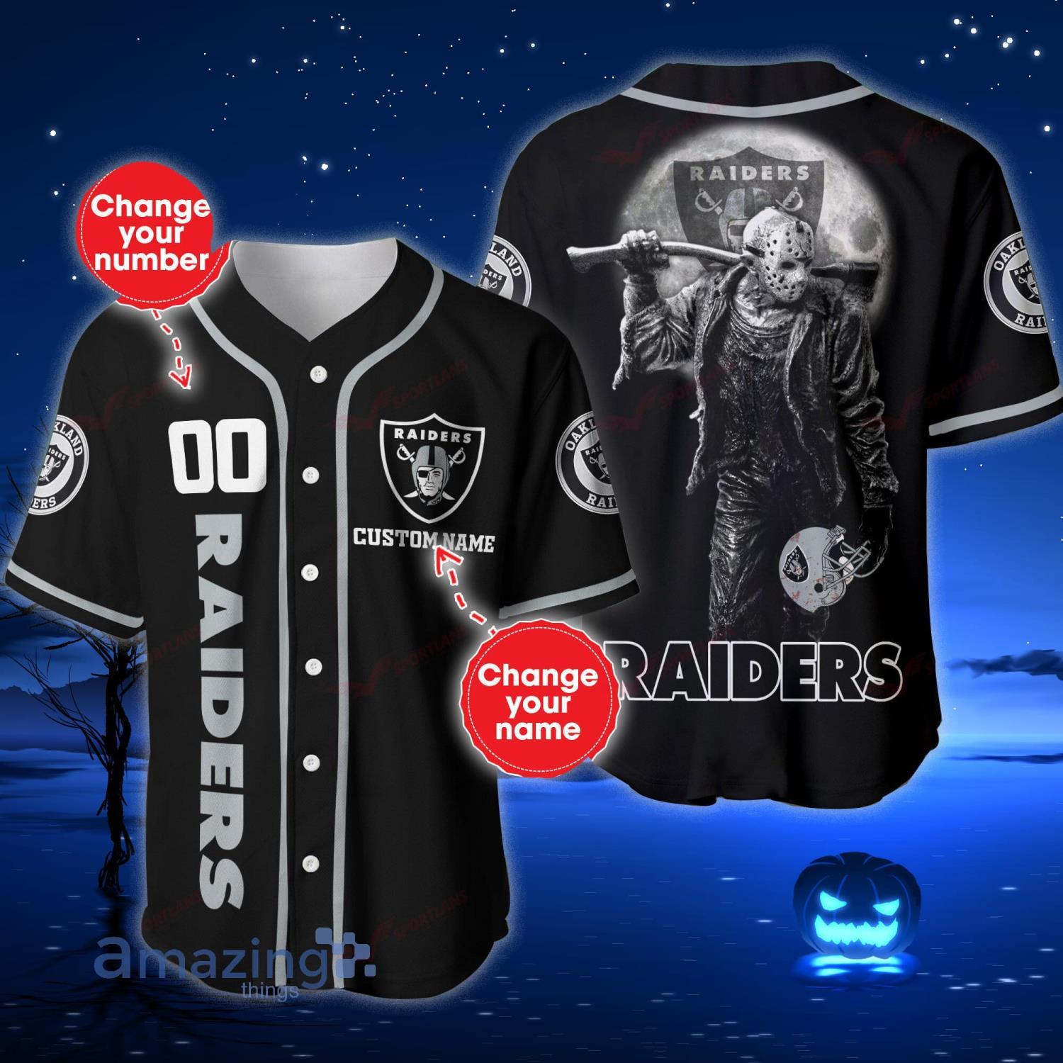 Las Vegas Raiders NFL Jason Voorhees Custom Name And Number Baseball Jersey  Shirt