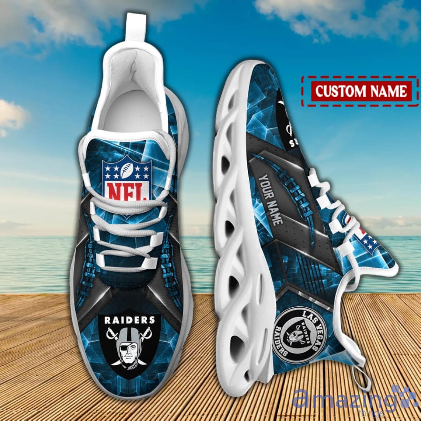 Las Vegas Raiders NFL Light Abstract Pattern Custom Name Max Soul Shoes For Men And Women image Las Vegas Raiders NFL Light Abstract Pattern Custom Name Max Soul Shoes For Men And Women Product Photo 2