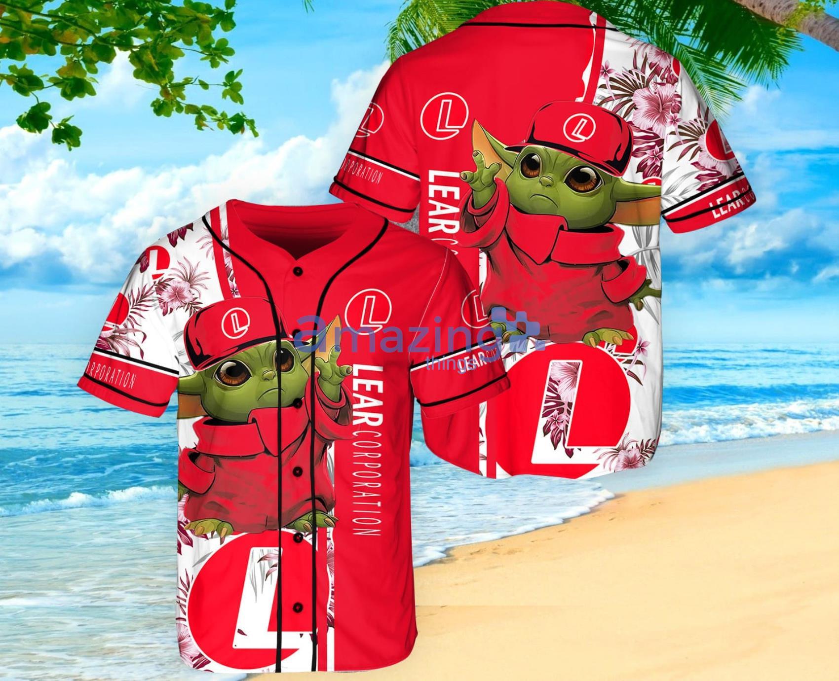 Lear Corporation Baby Yoda Lover Tropical Baseball Jersey Shirt Product Photo 1
