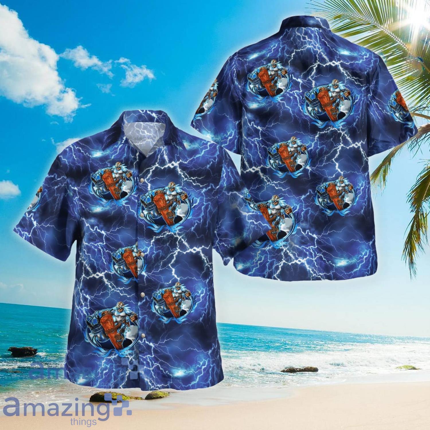 Lineman Flames Aloha Short Sleeve Hawaiian Shirt Summer Gift Product Photo 1