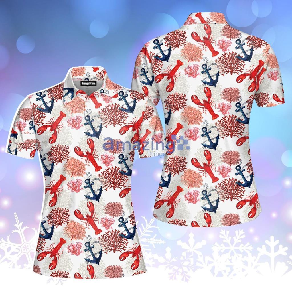 Lobster Tropical Polo Shirt For Women - Lobster Tropical Polo Shirt For Women