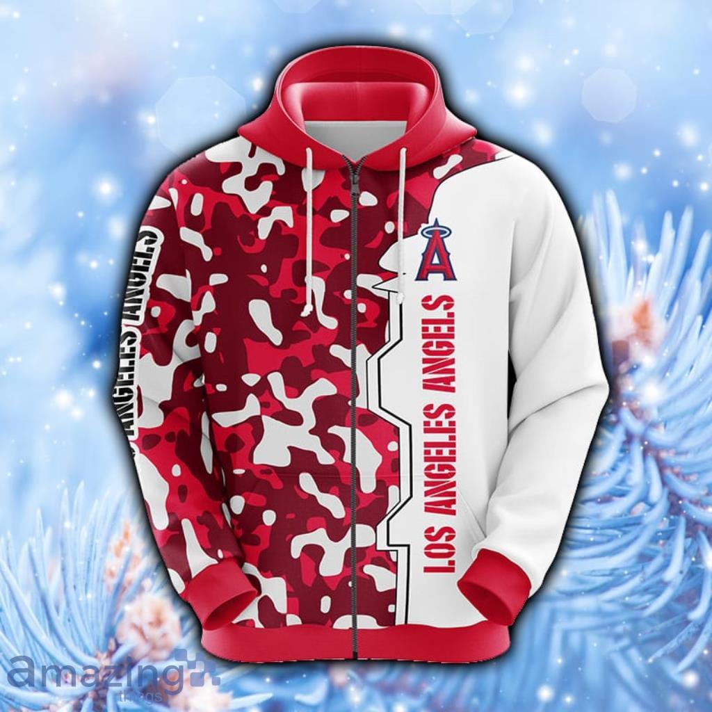 Los Angeles Angels Camouflage Red White Hoodie, Zip Hoodie 3D All Over Print - 1