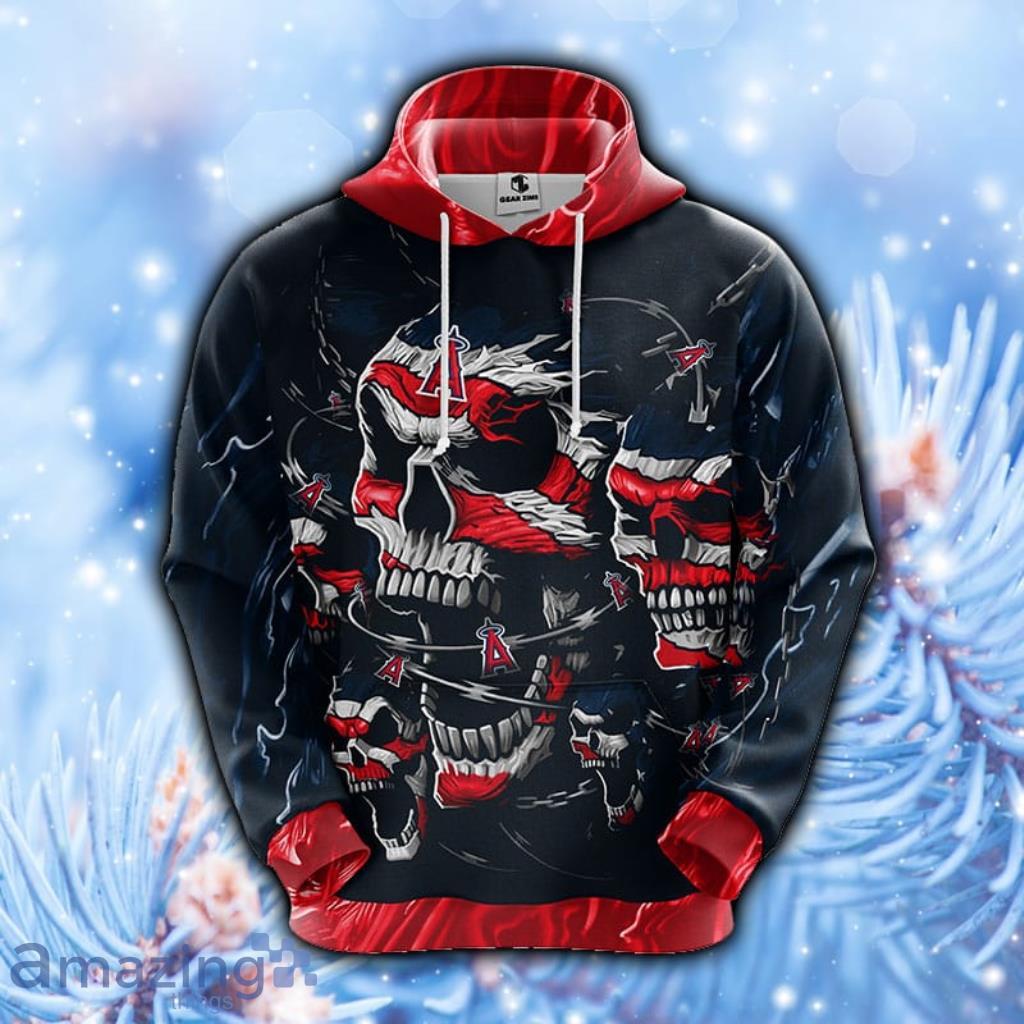 Los Angeles Angels MLB Skull Funny Red Hoodie, Zip Hoodie 3D All Over Print - 1