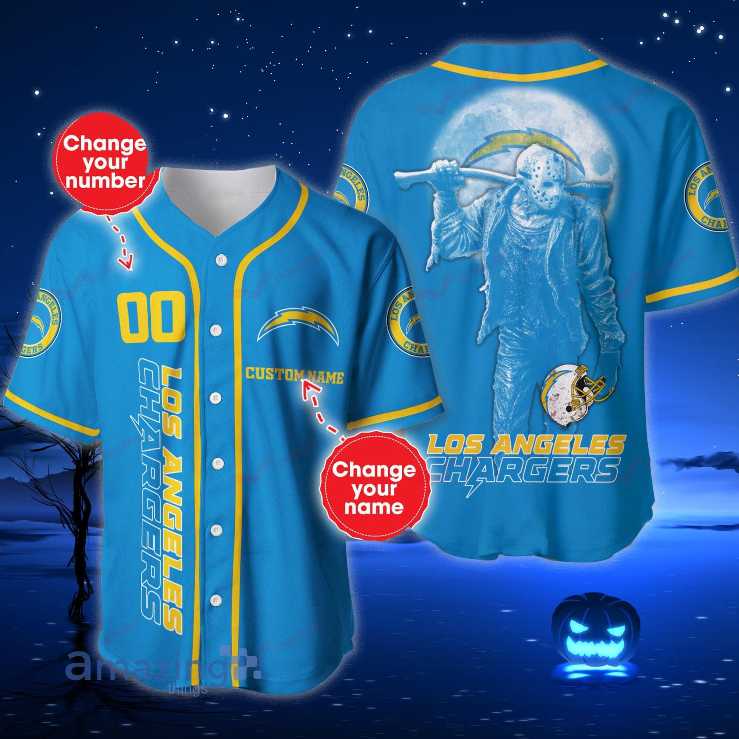 NFL Los Angeles Chargers Custom Name Number Baseball Jersey