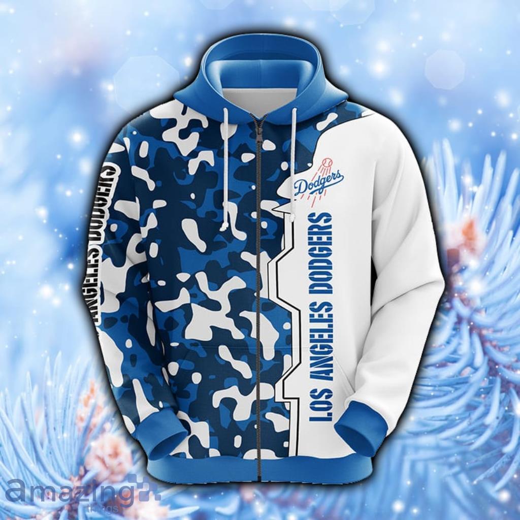 Los Angeles Dodgers Camouflage Blue White Hoodie, Zip Hoodie 3D All Over Print - 1
