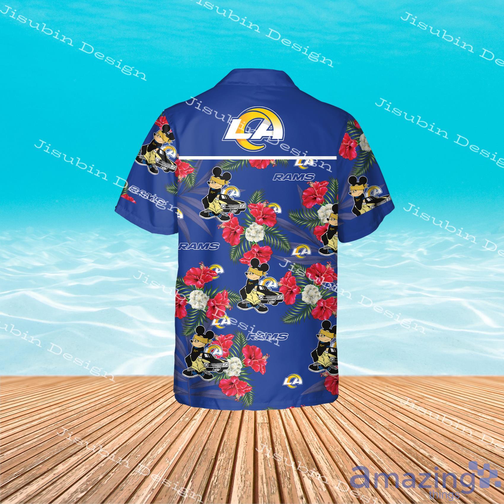 Los Angeles Rams Surfboard Parttern Mickey Mouse Flower Hawaiian Shirt -  Freedomdesign