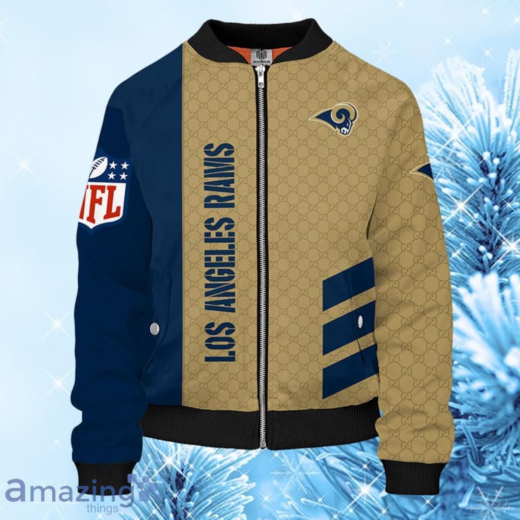 NFL Los Angeles Rams Skull Blue Silver Bomber Jacket 3D