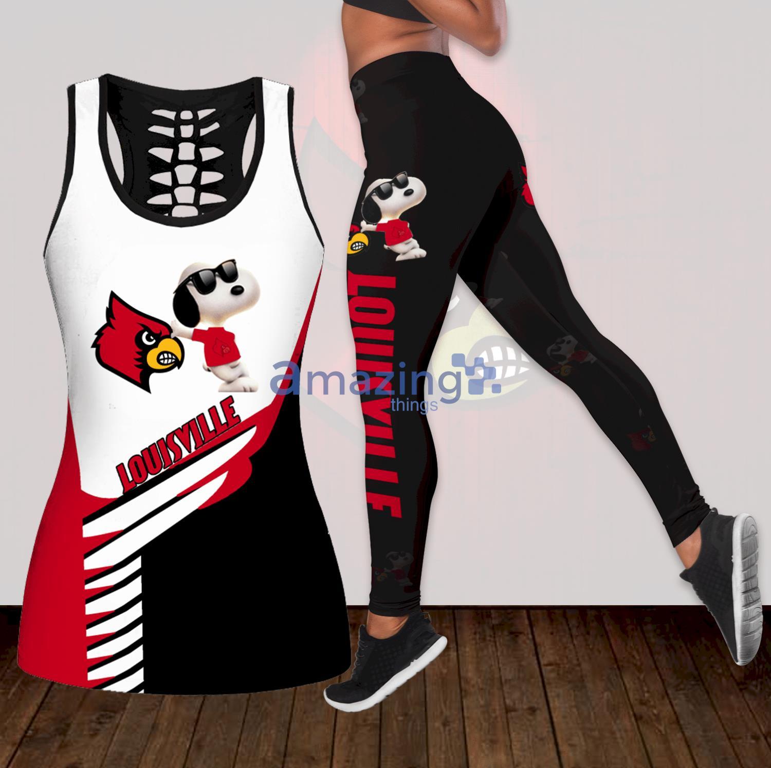 Louisville Cardinals Snoopy Combo Hollow Tanktop And Leggings For