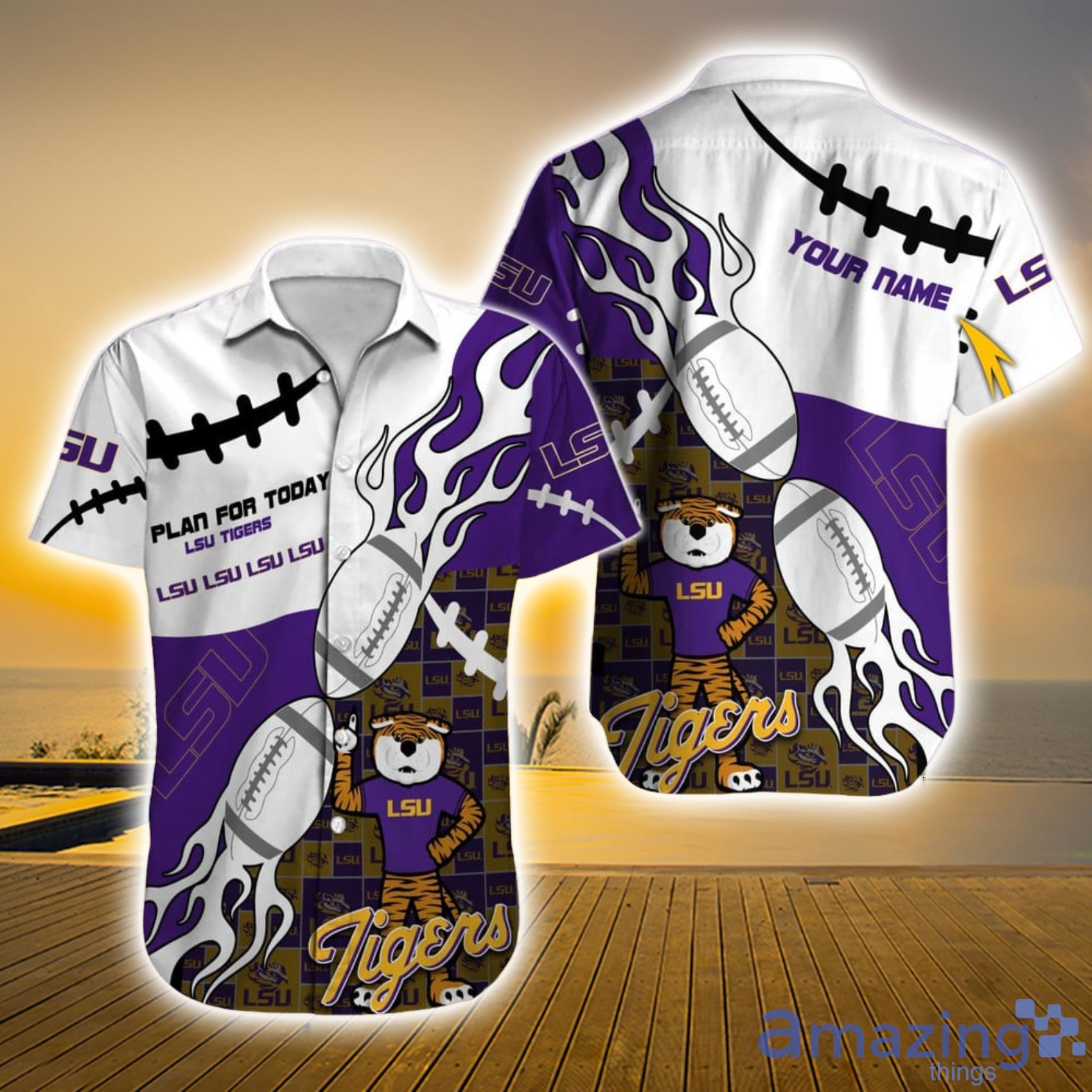 LSU Tigers NCAA Custom Name Mascot And Fireball Hawaiian Shirt For Men And Women Product Photo 1