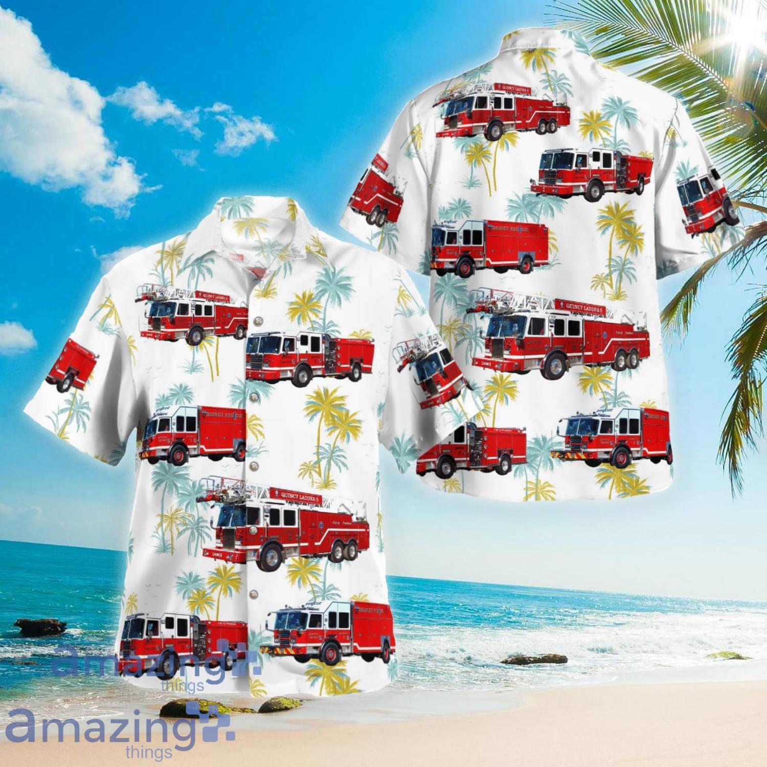 Massachusetts Quincy Fire Department Aloha Short Sleeve Hawaiian Shirt Summer Gift Product Photo 1