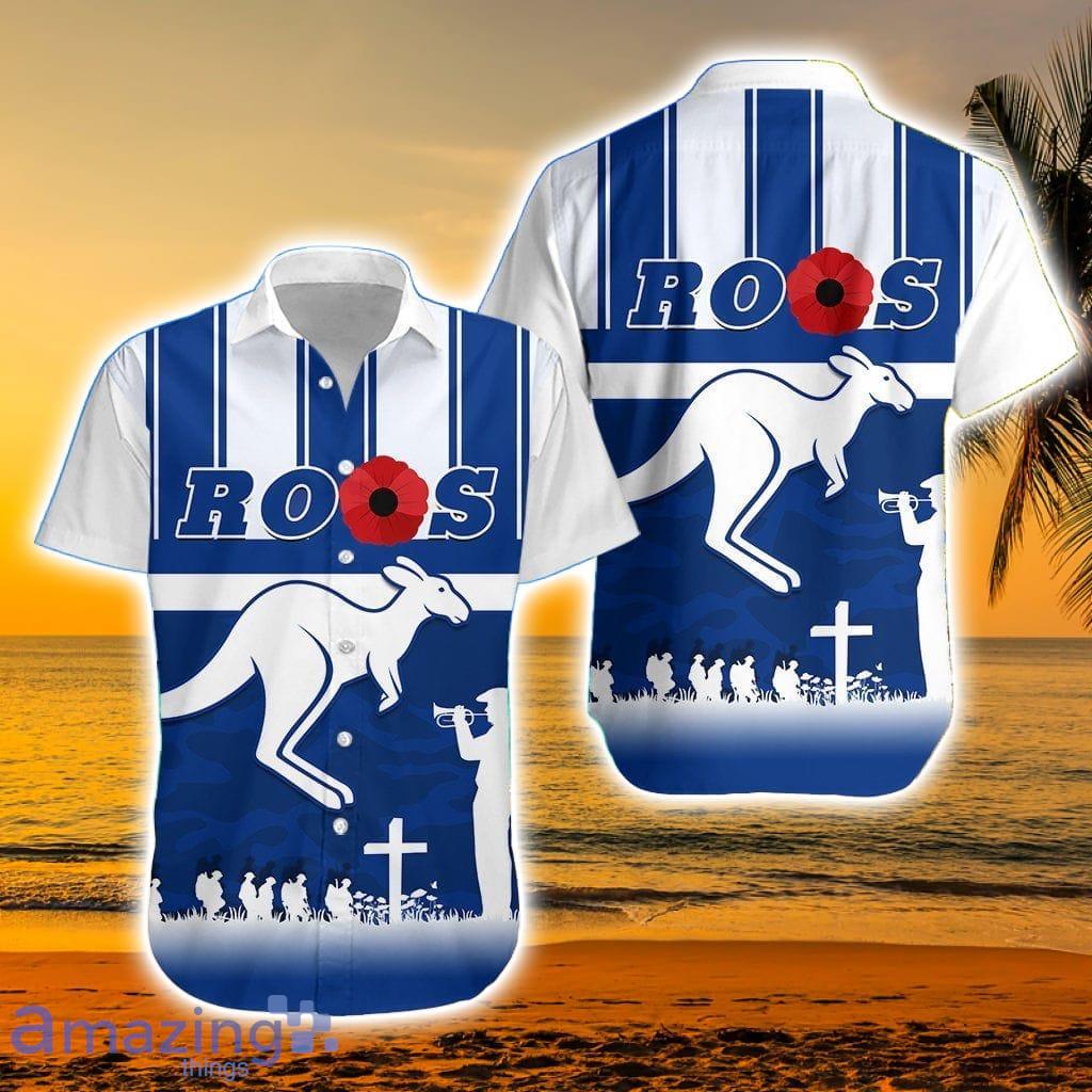 Melbourne Kangaroos Tropical Hawaiian Shirt Roos Anzac Day - Melbourne Kangaroos Tropical Hawaiian Shirt Roos Anzac Day