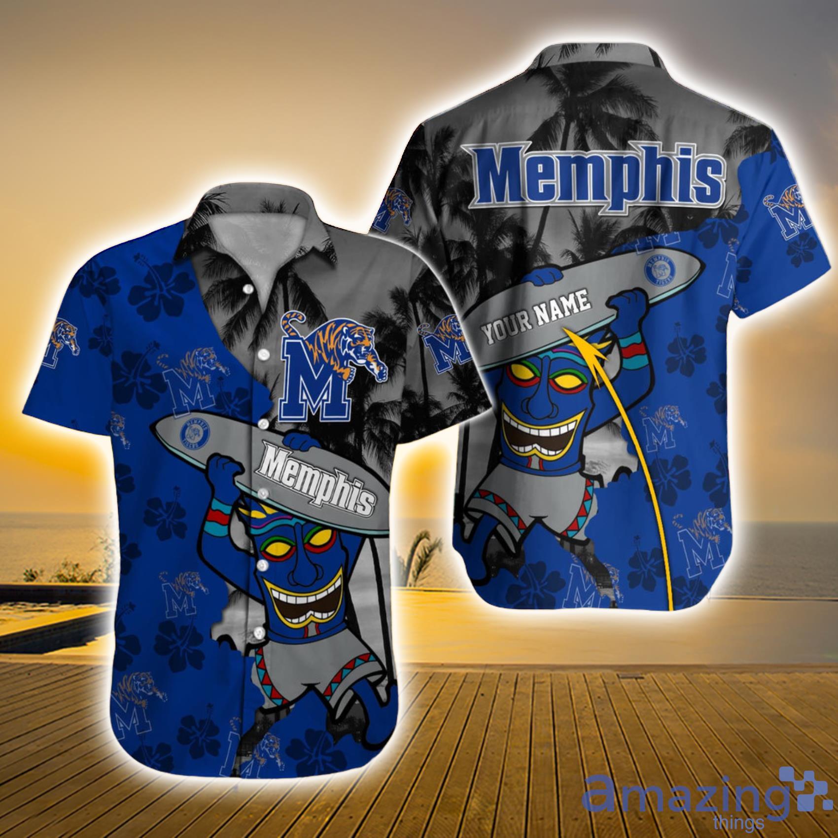 Memphis Tigers NCAA Custom Name Funny Surfing Habicus Coconut Tree Aloha Summer Hawaiian Shirt Product Photo 1