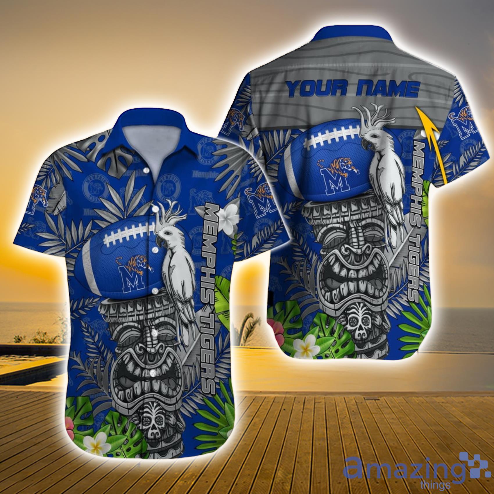 Memphis Tigers NCAA Hawaii Symbol Custom Name Tropical Full Print Hawaiian Shirt Product Photo 1