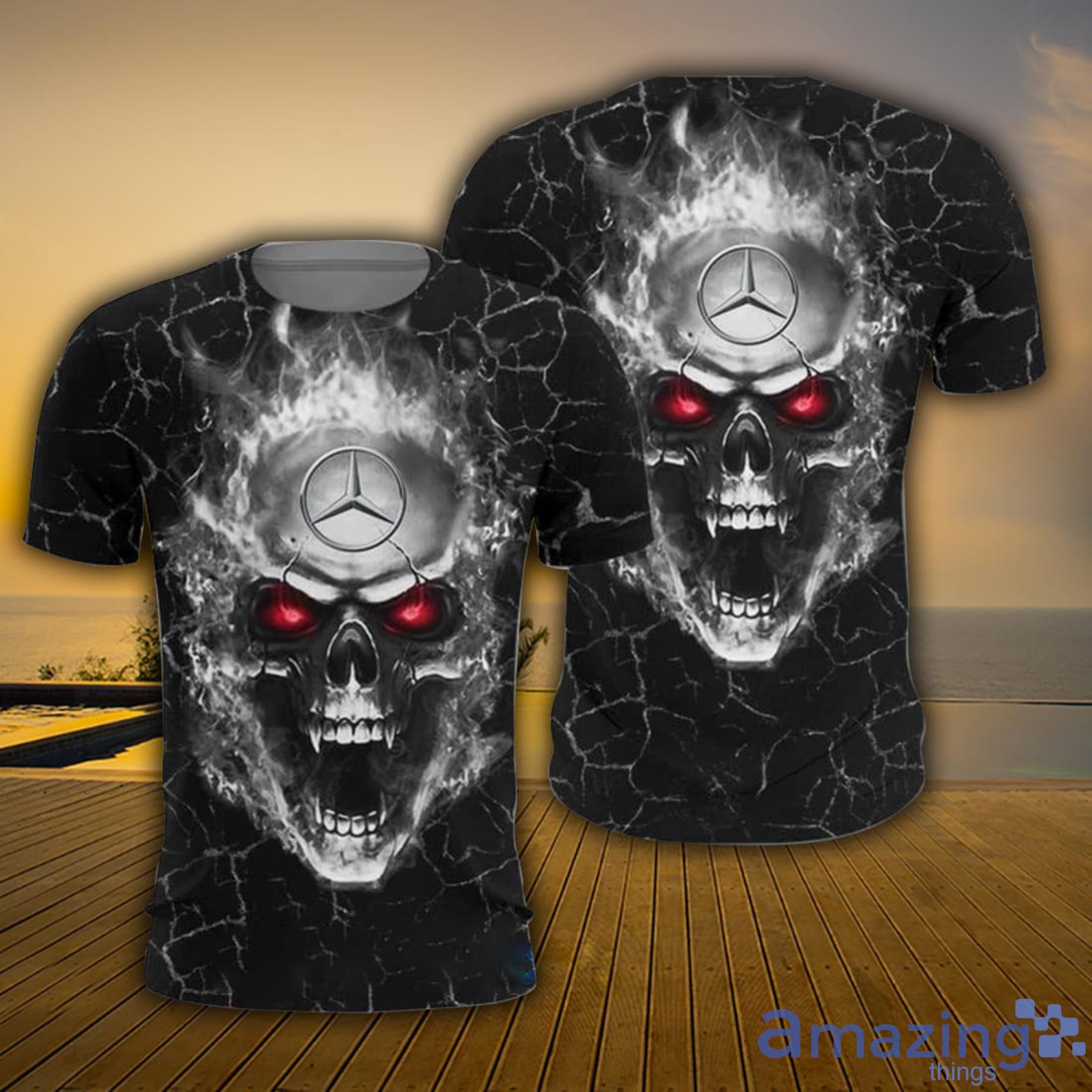 Mercedes Benz Skull AOP Full Print Hoodie, T-Shirt Gift For Fans Product Photo 1