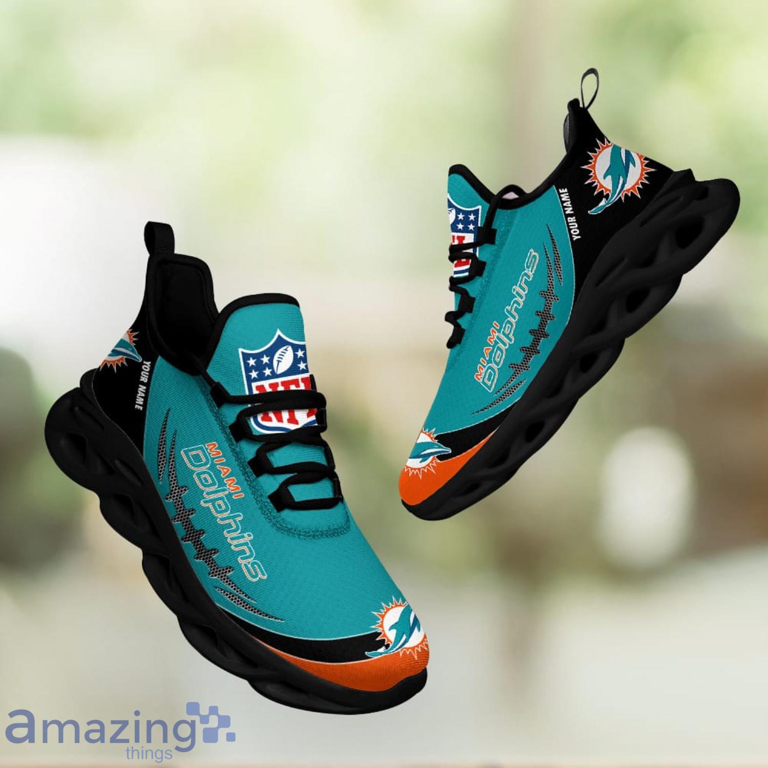 Miami Dolphins Custom Name For Fans NFL Max Soul Shoes Men And Women  Running Shoes