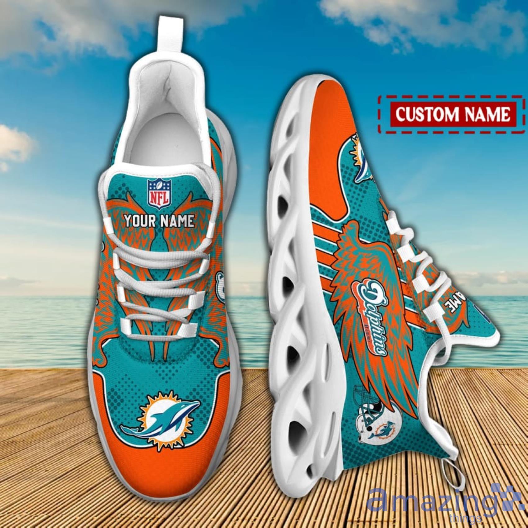 Miami Dolphins Personalized Name NFL Max Soul Shoes Men And Women