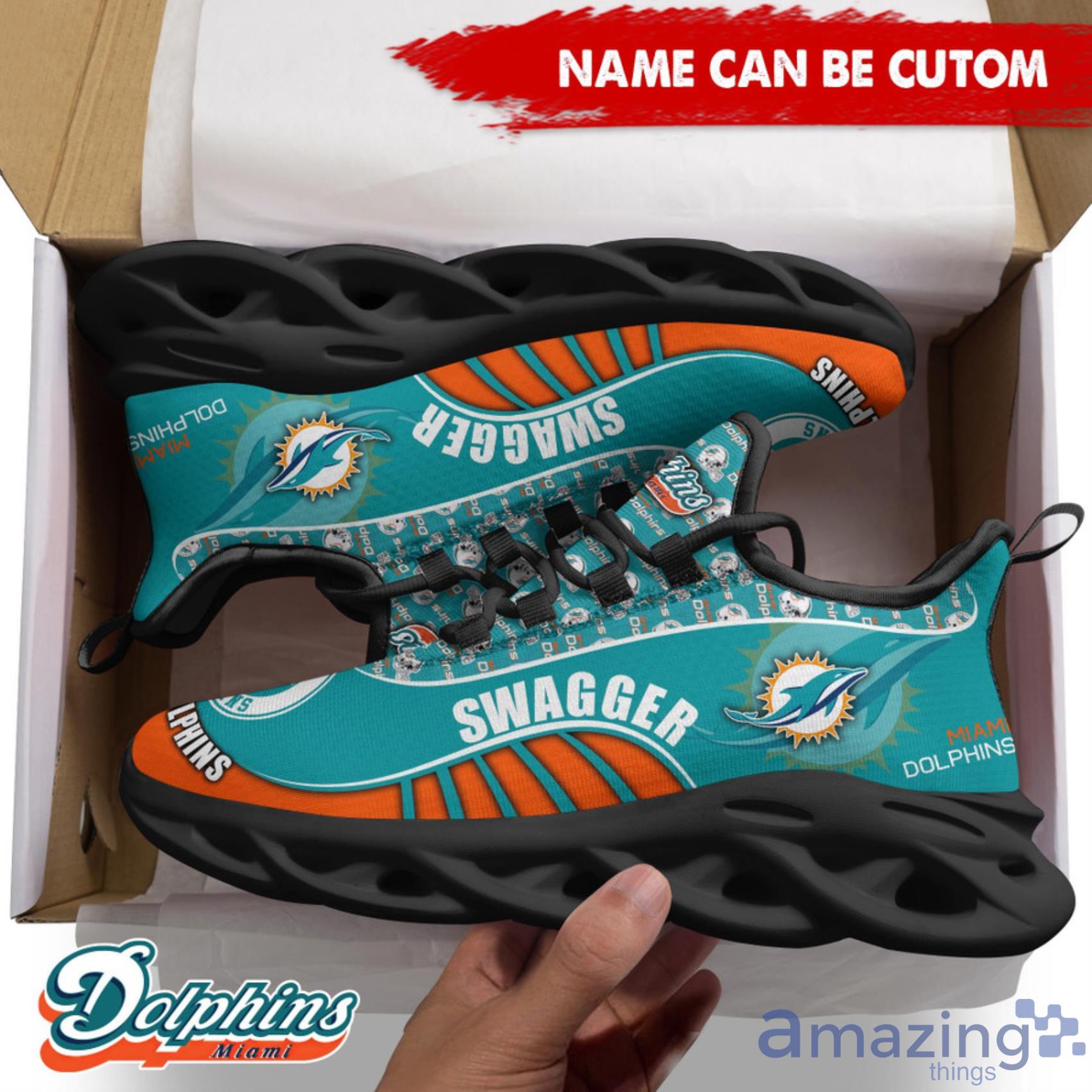 Miami Dolphins NFL Custom Name Unique Max Soul Shoes Gift For Fans