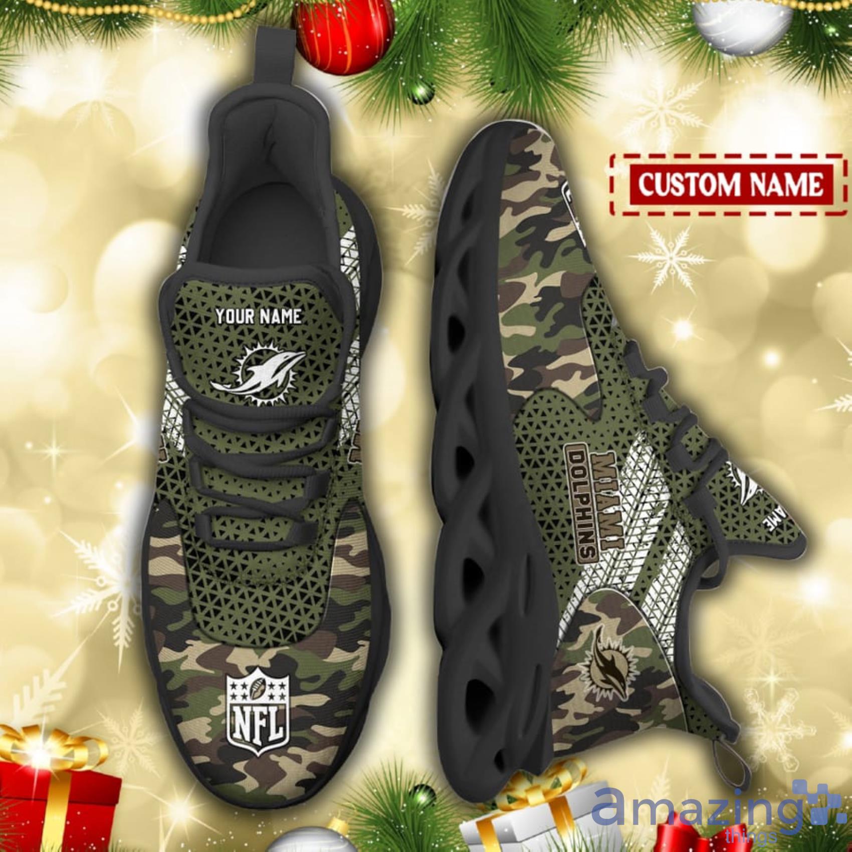 Miami Dolphins NFL Custom Name Camo Background And Haftone Max Soul Shoes image Miami Dolphins NFL Custom Name Camo Background And Haftone Max Soul Shoes Product Photo 3