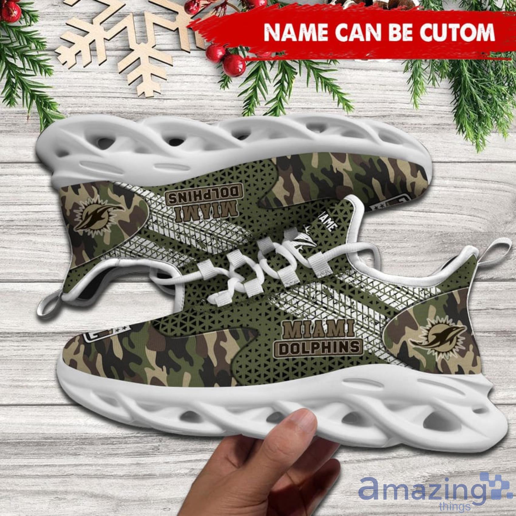 Miami Dolphins NFL Custom Name Camo Background And Haftone Max Soul Shoes image Miami Dolphins NFL Custom Name Camo Background And Haftone Max Soul Shoes Product Photo 4